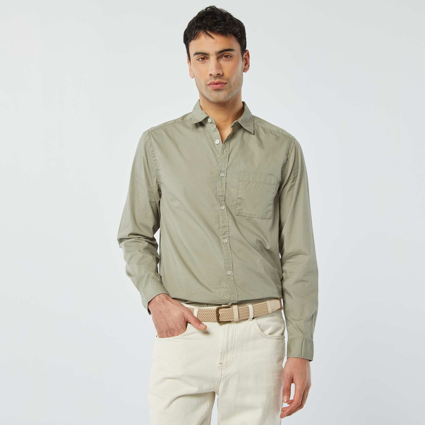 Chemise regular en popeline KAKI