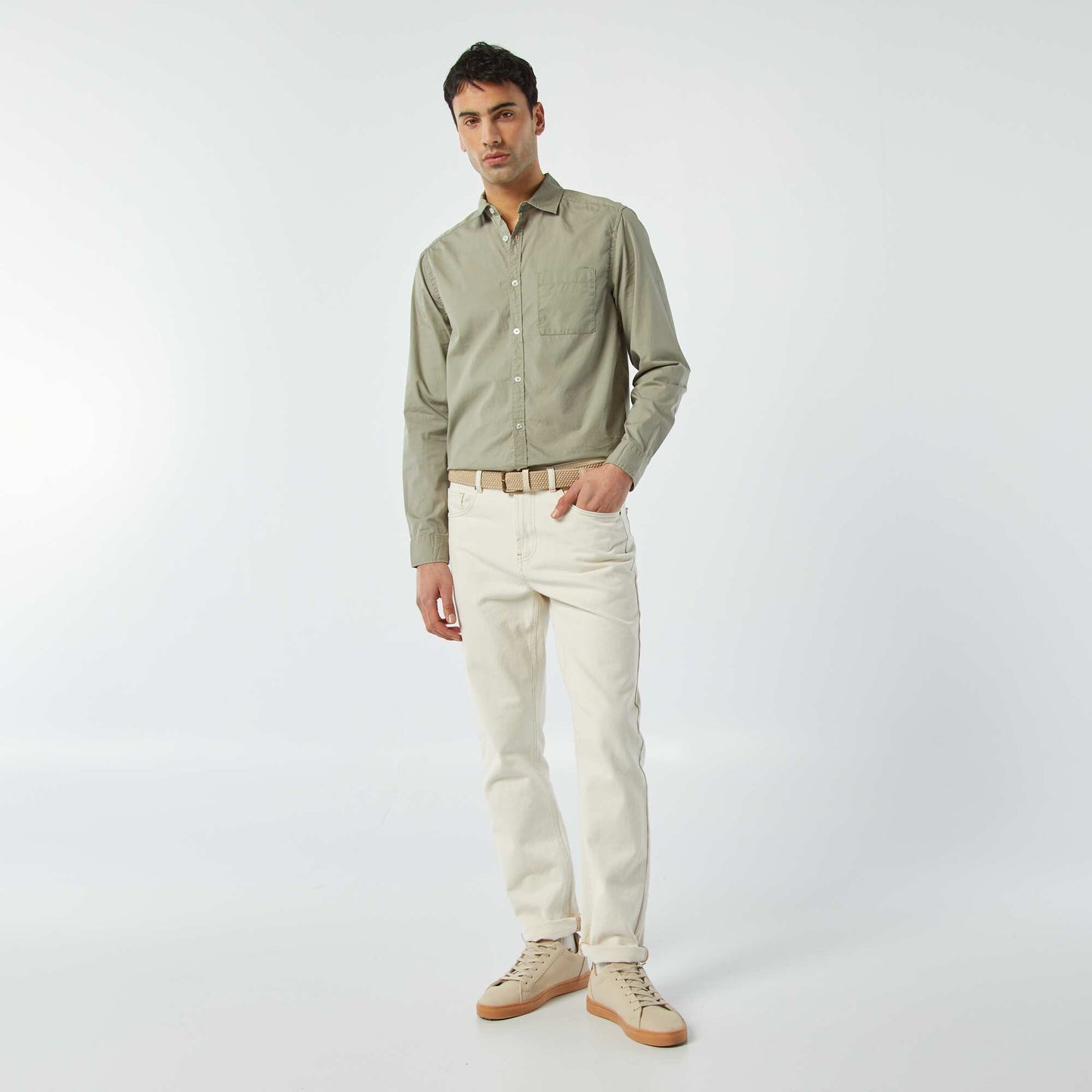 Chemise regular en popeline KAKI