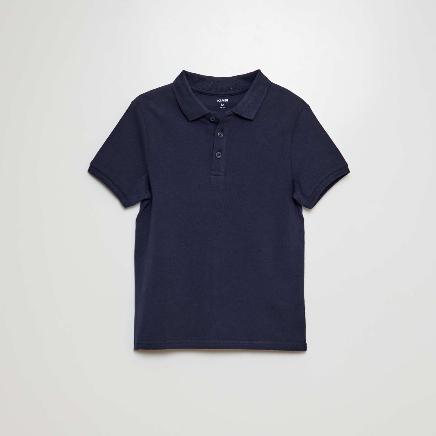 Polo uni en maille piquée MARINE