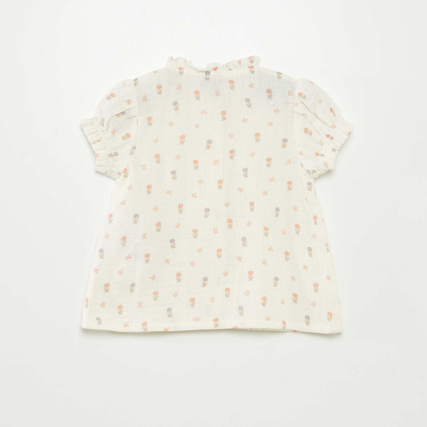 Blouse à manches courtes en gaze de coton BLANC