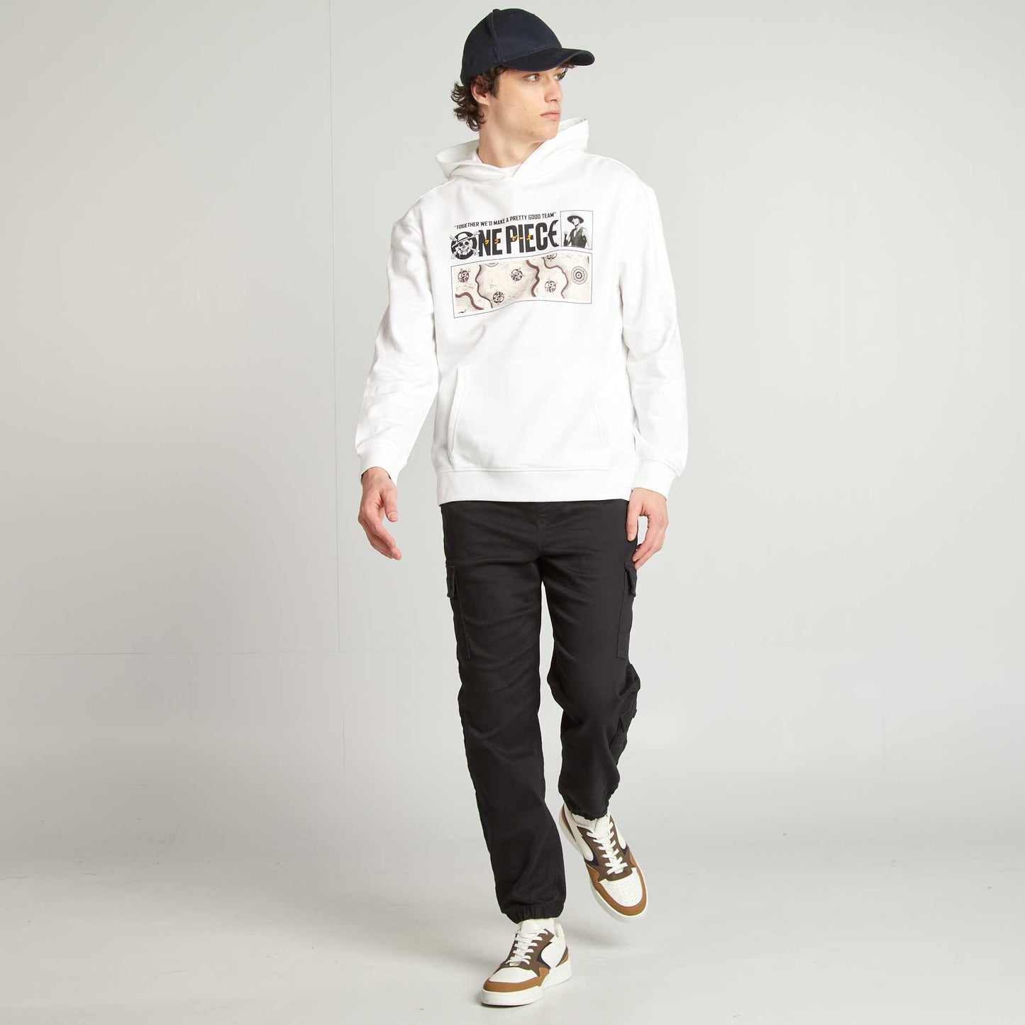 Sweat imprimé 'One Piece' en molleton BLANC