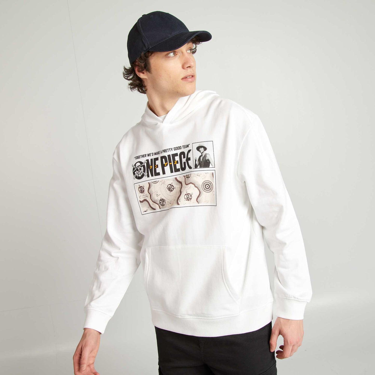 Sweat imprimé 'One Piece' en molleton BLANC