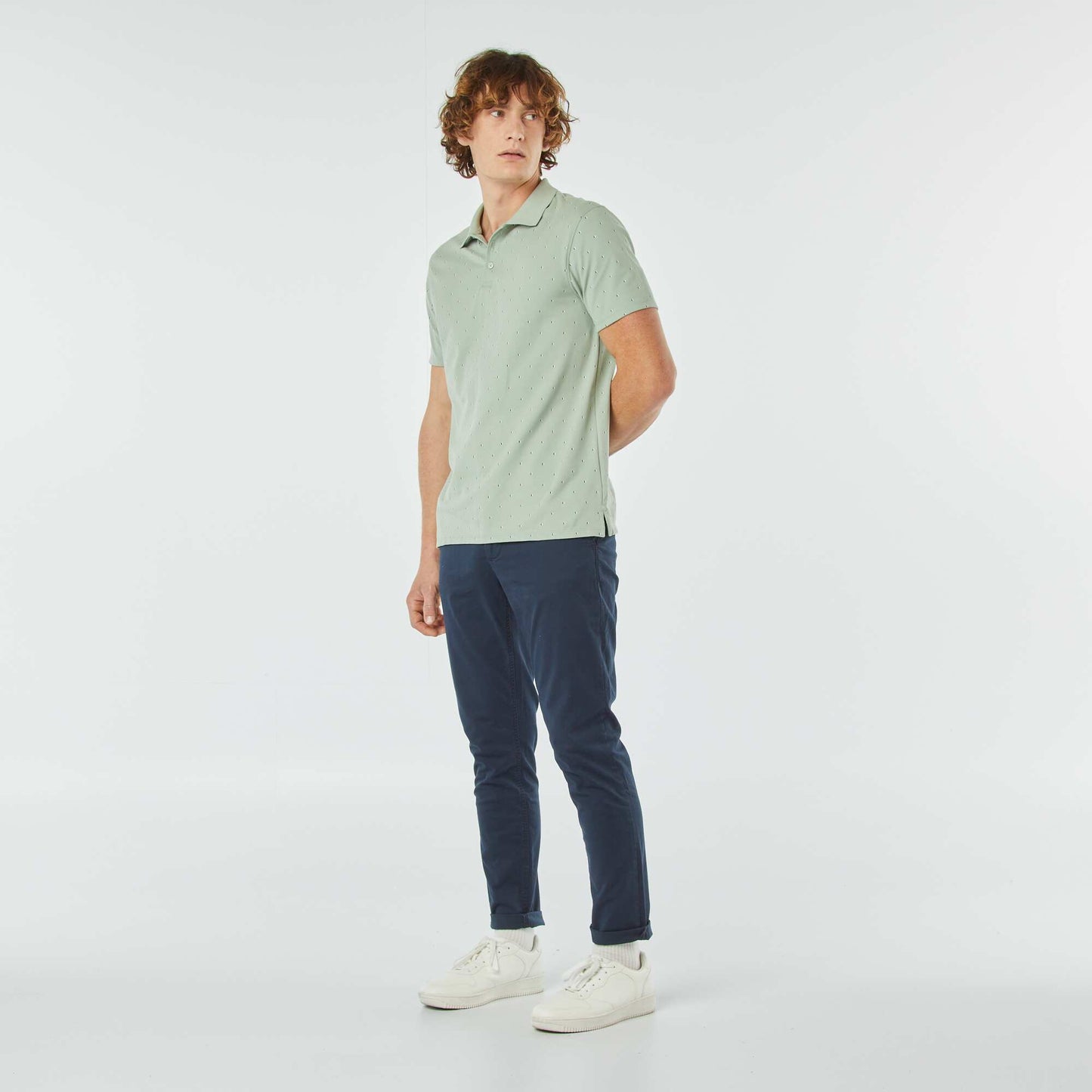 Polo en piqué de coton avec imprimé VERT