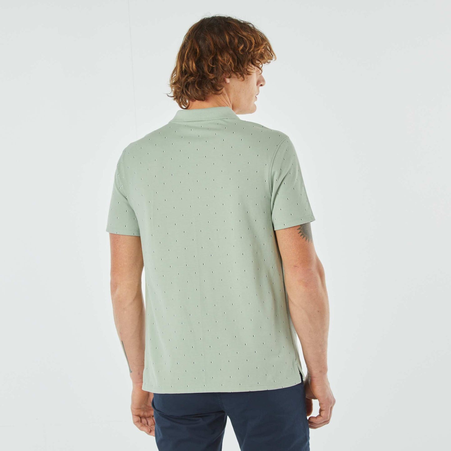 Polo en piqué de coton avec imprimé VERT