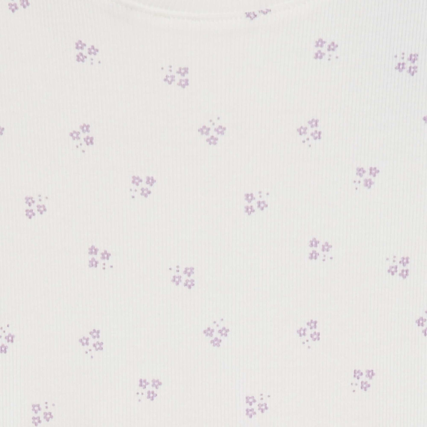 T-shirt côtelé avec bords ondulés et motifs BLANC