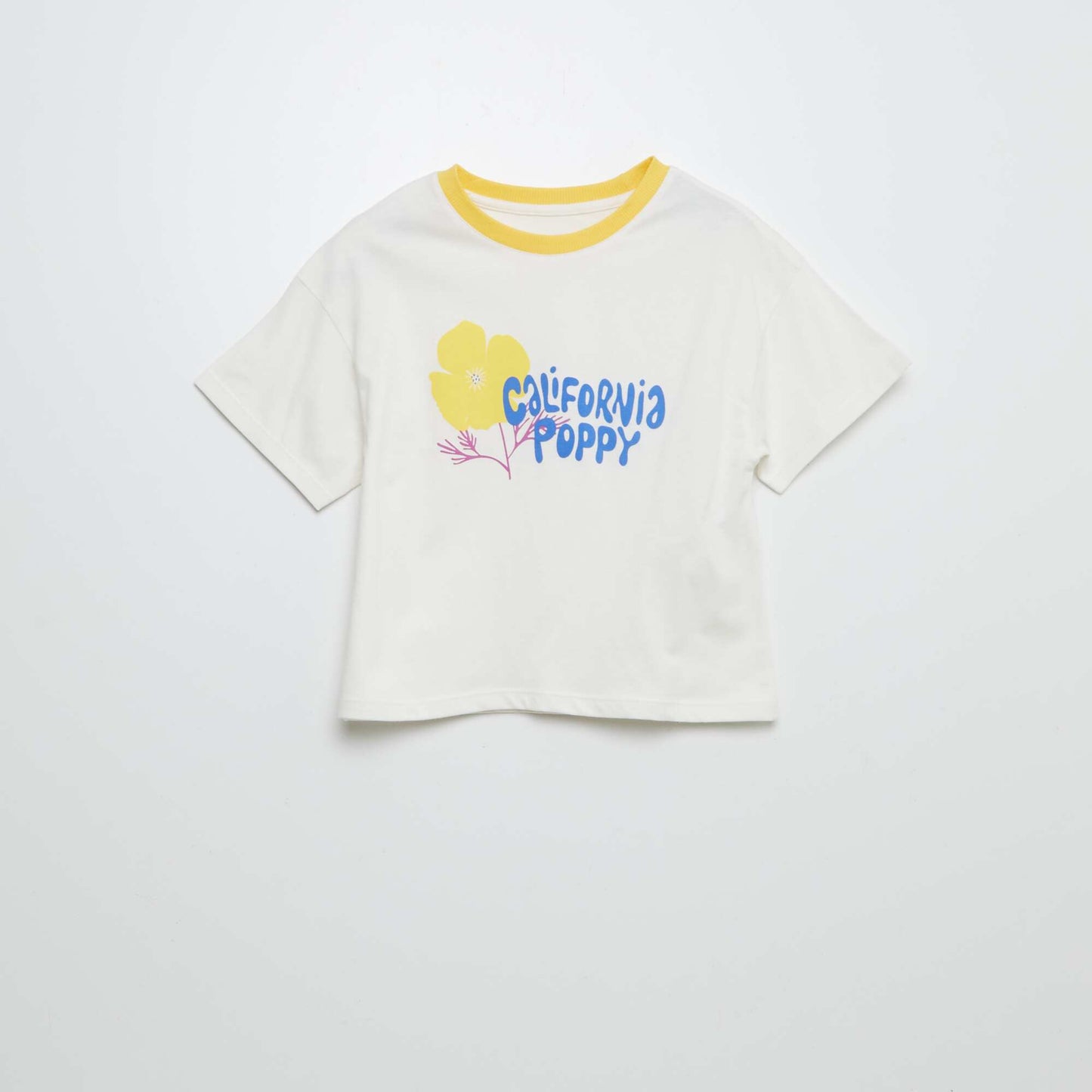T-shirt à manches courtes et col rond avec imprimé BLANC