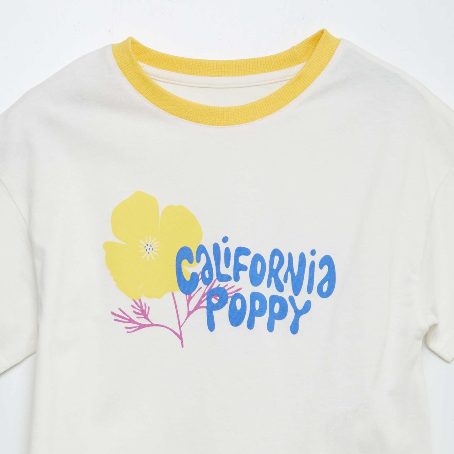 T-shirt à manches courtes et col rond avec imprimé BLANC