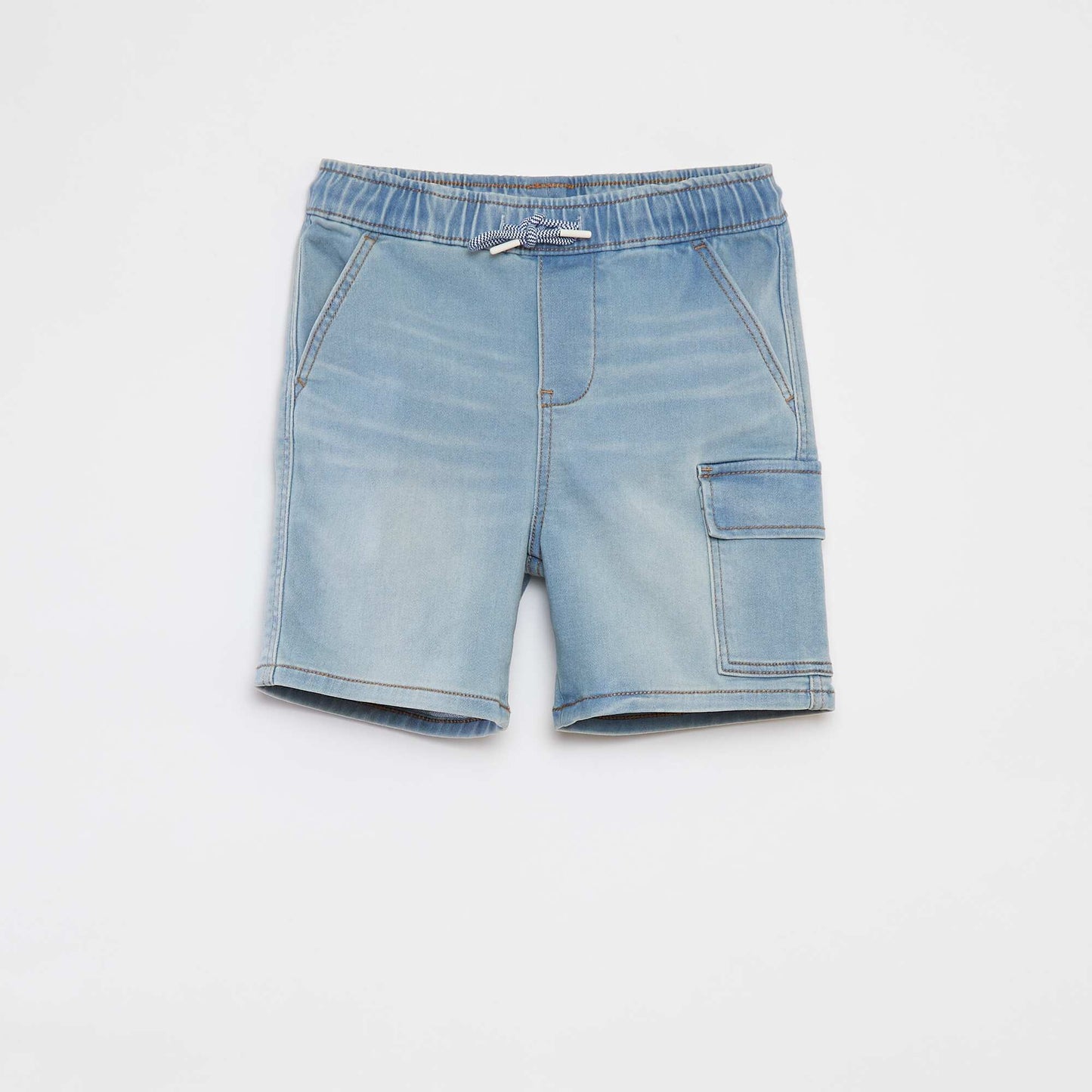 Bermuda en jean avec taille élastiquée BLEU
