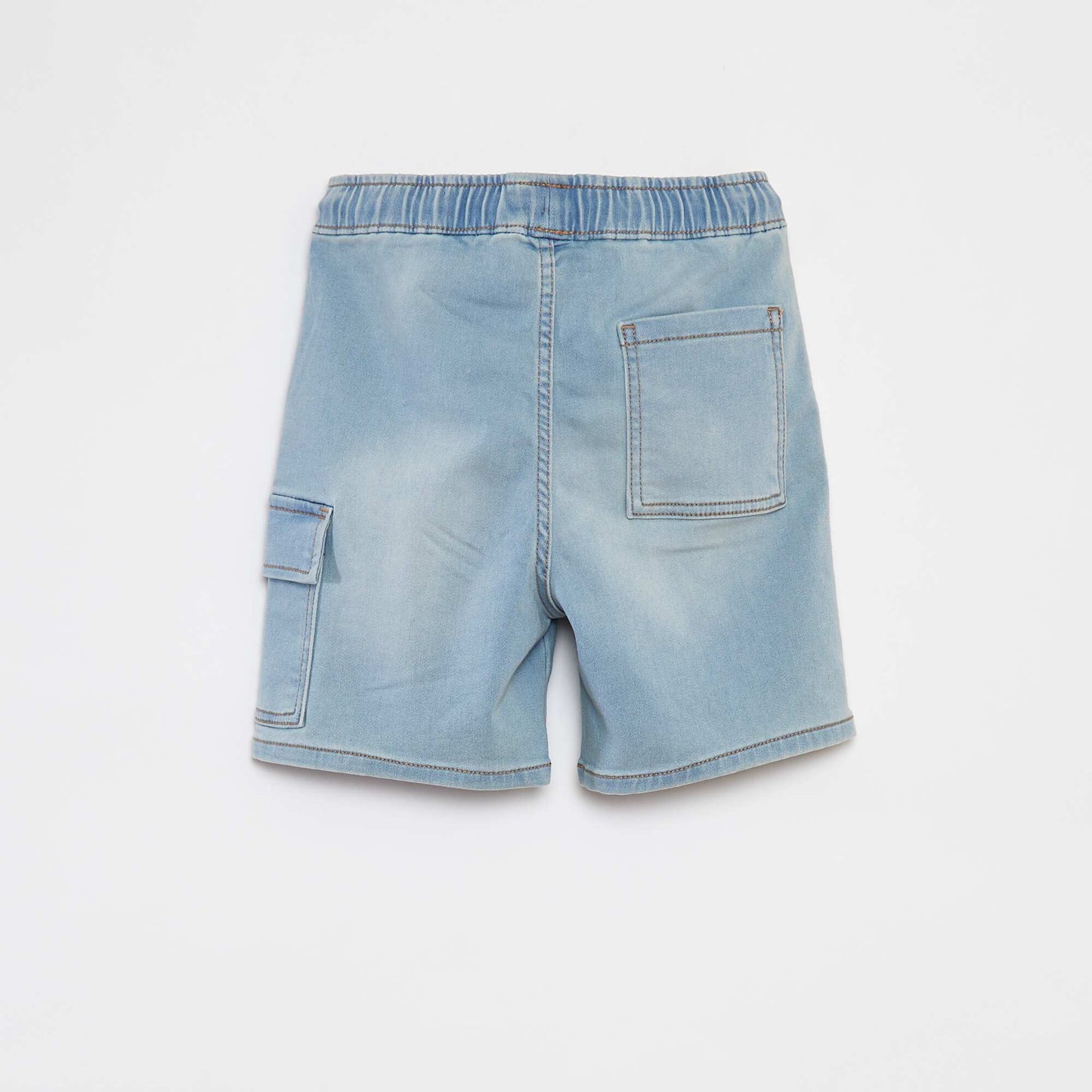Bermuda en jean avec taille élastiquée BLEU