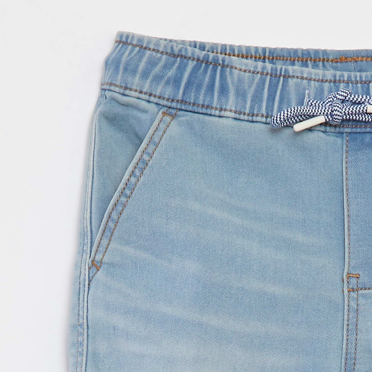 Bermuda en jean avec taille élastiquée BLEU