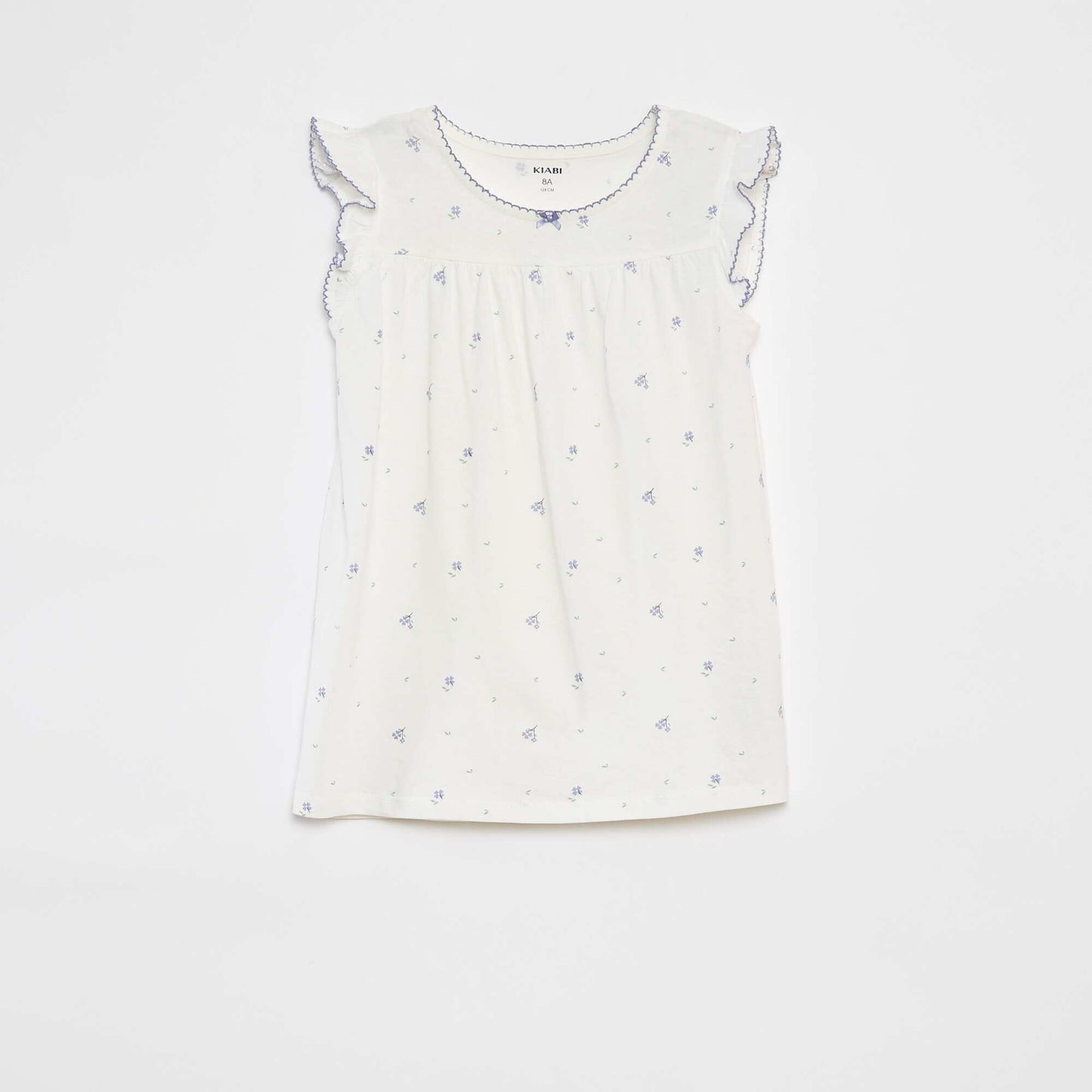 Pyjama court t-shirt volanté + short - 2 pièces BLANC