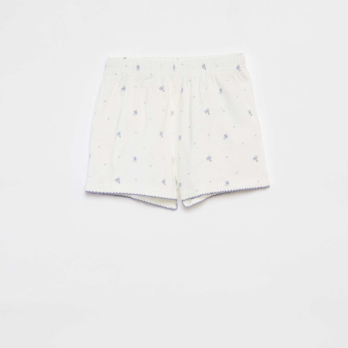 Pyjama court t-shirt volanté + short - 2 pièces BLANC