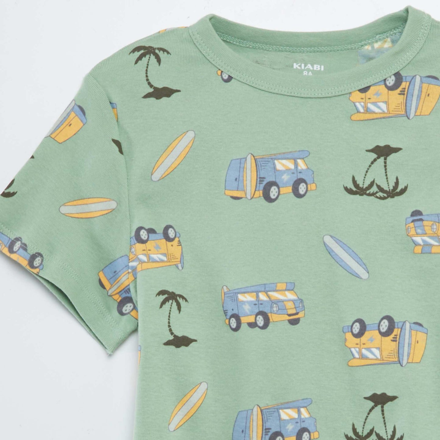 Ensemble pyjama court t-shirt + short avec imprimés - 2 pièces VERT