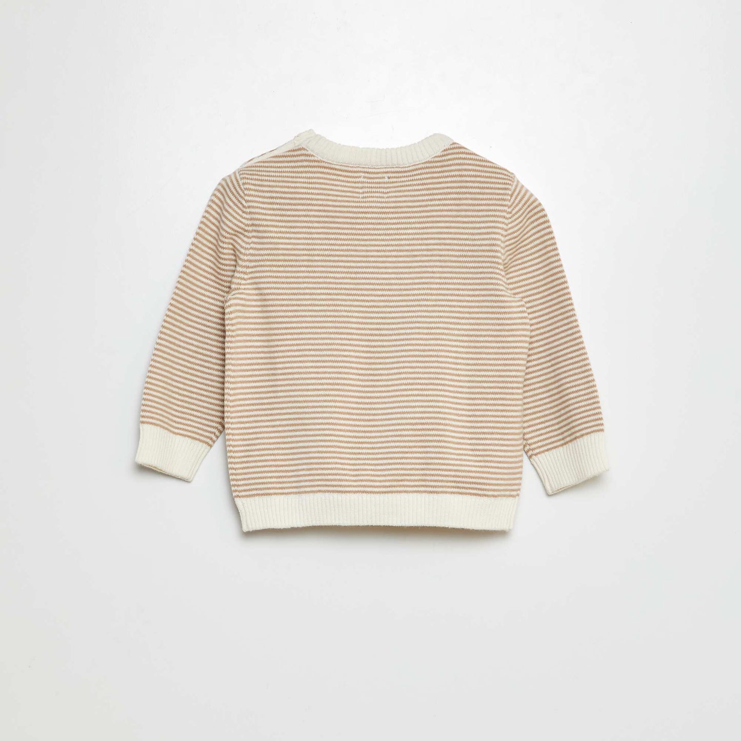 Pull rayé à col rond BEIGE