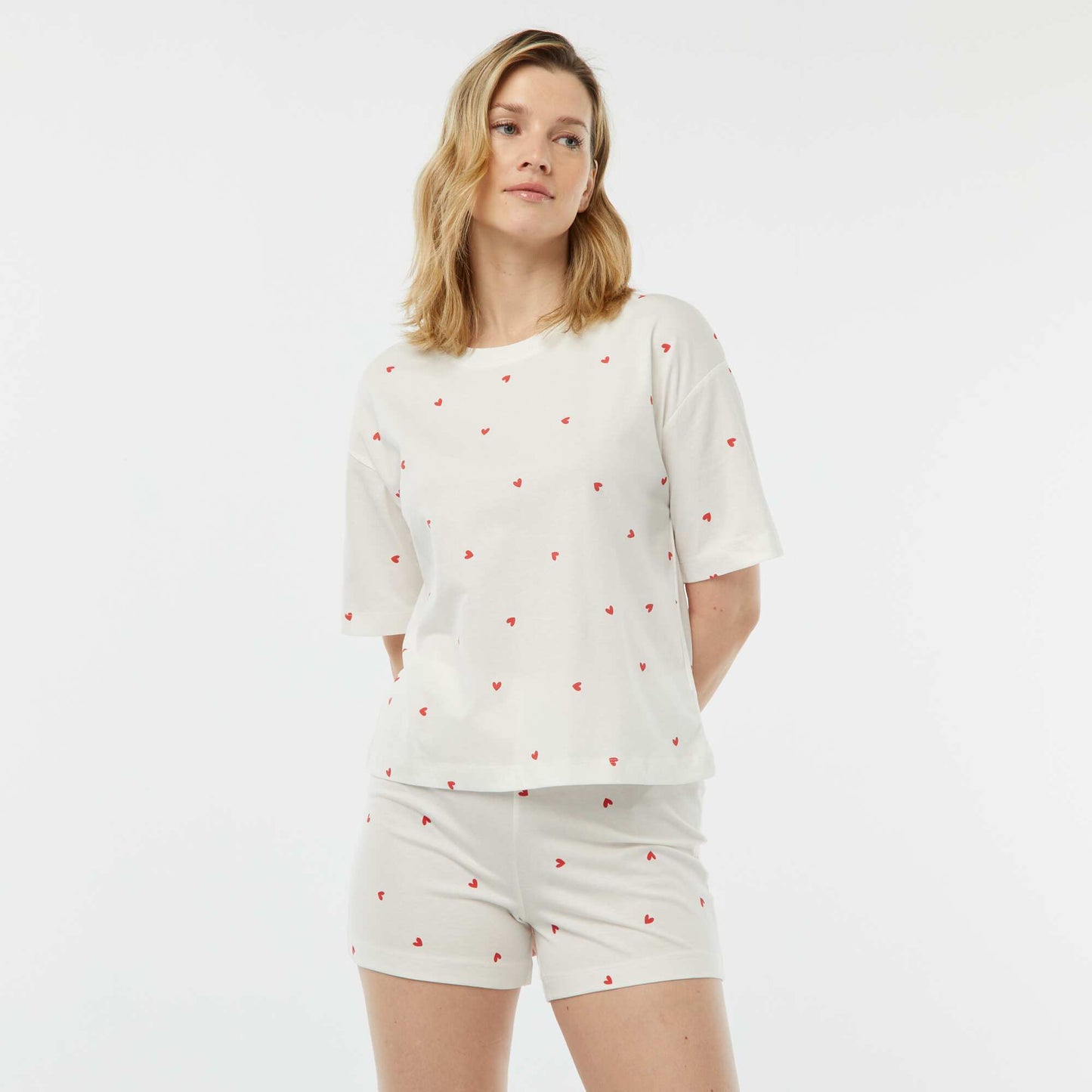 Ensemble pyjama - tee-shirt + short imprimé BLANC
