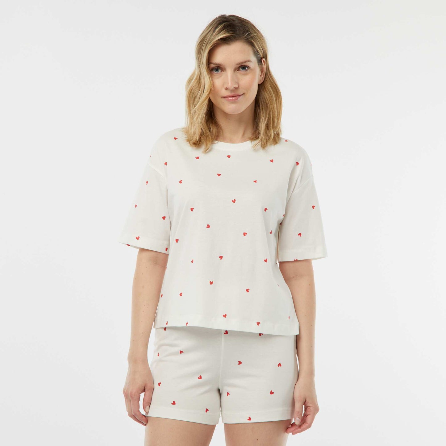 Ensemble pyjama - tee-shirt + short imprimé BLANC