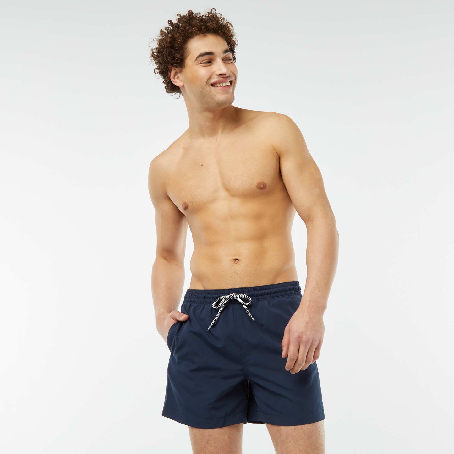 Short de bain uni avec cordons BLEU