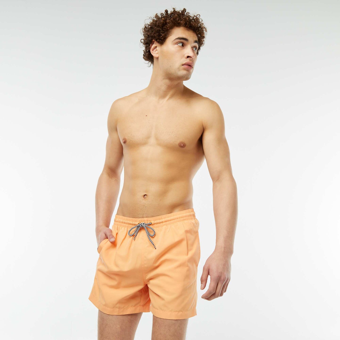Short de bain uni avec cordons ORANGE