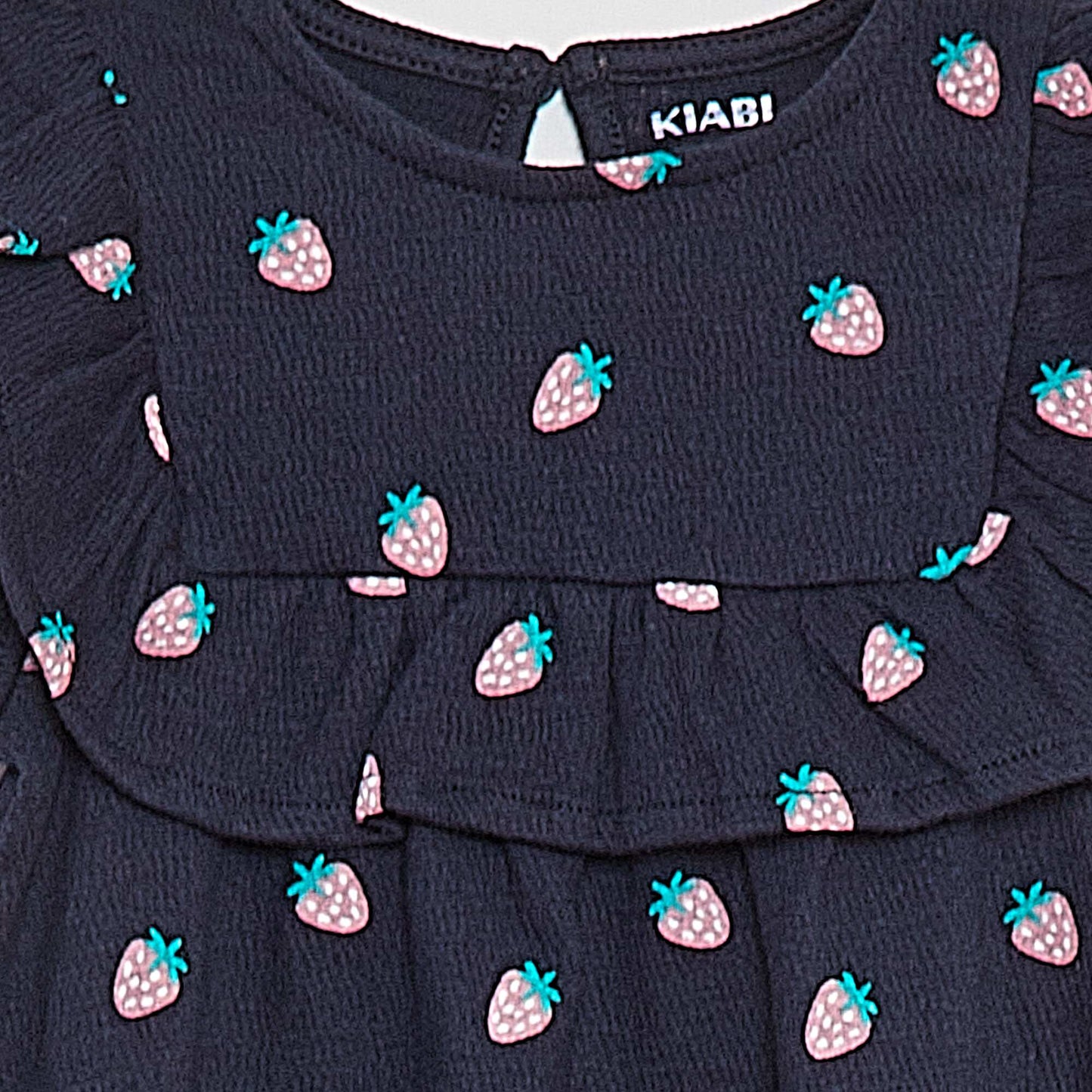 Robe volantée à manches courtes BLEU