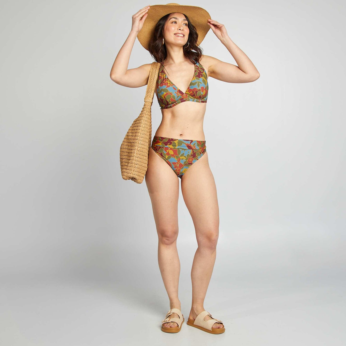 Culotte de bain taille haute fleurie IMPRIMé TRICOLORE