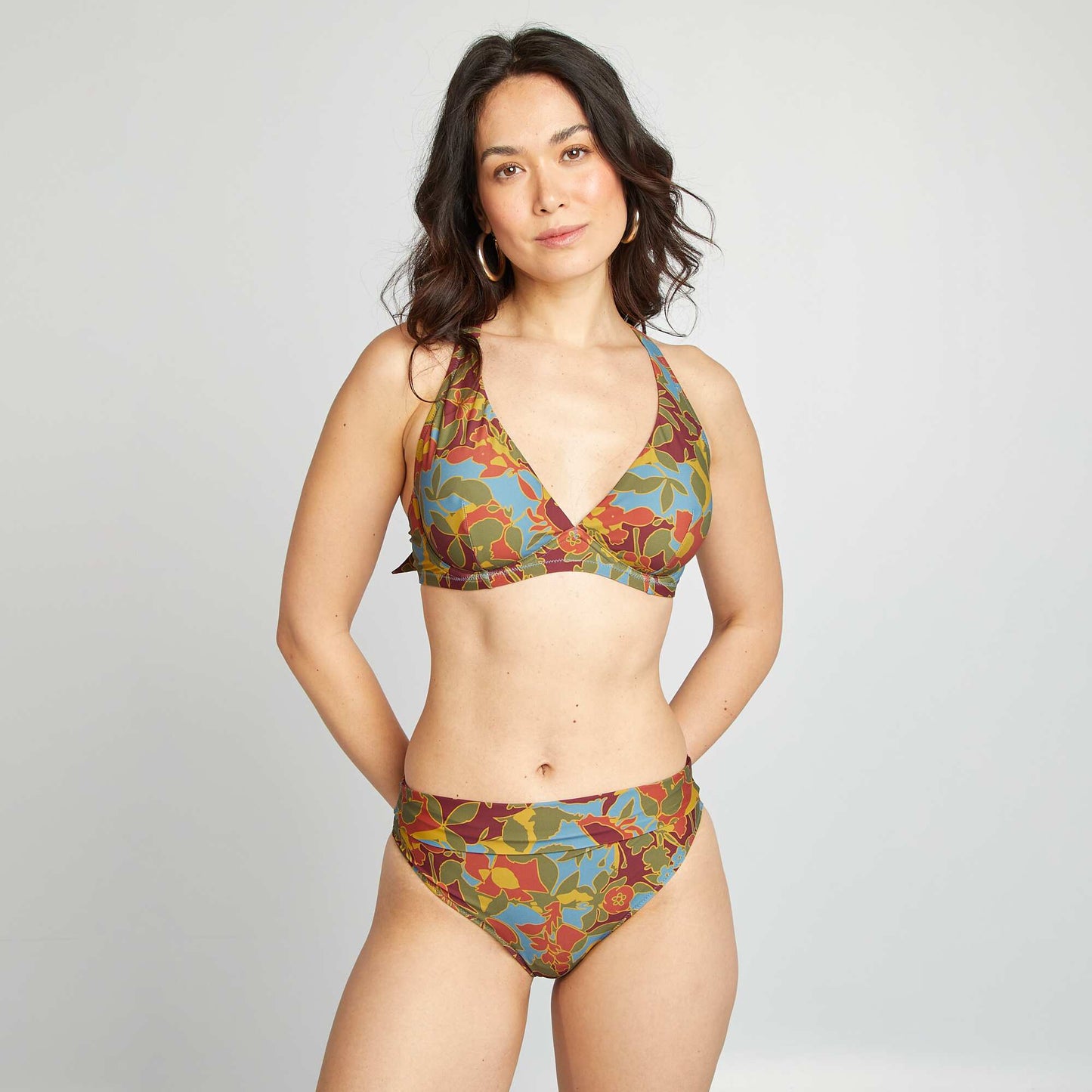 Culotte de bain taille haute fleurie IMPRIMé TRICOLORE