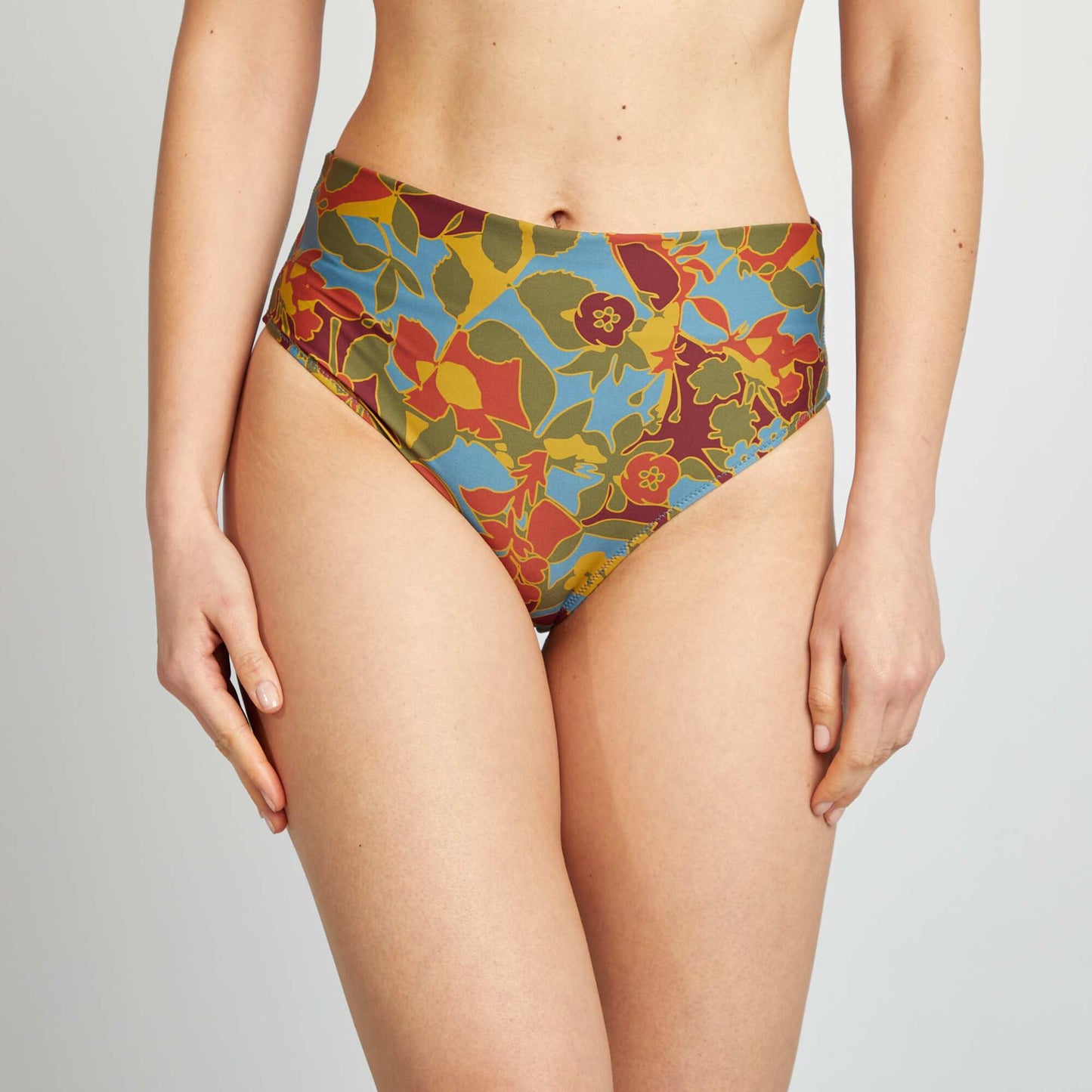 Culotte de bain taille haute fleurie IMPRIMé TRICOLORE