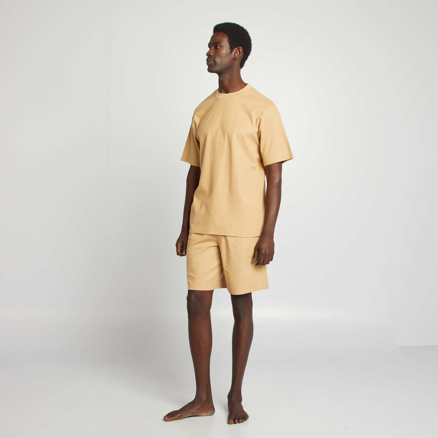 Pyjama court en maille gaufrée - 2 pièces BEIGE
