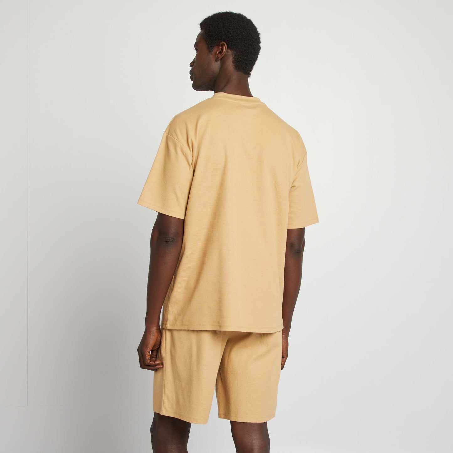 Pyjama court en maille gaufrée - 2 pièces BEIGE