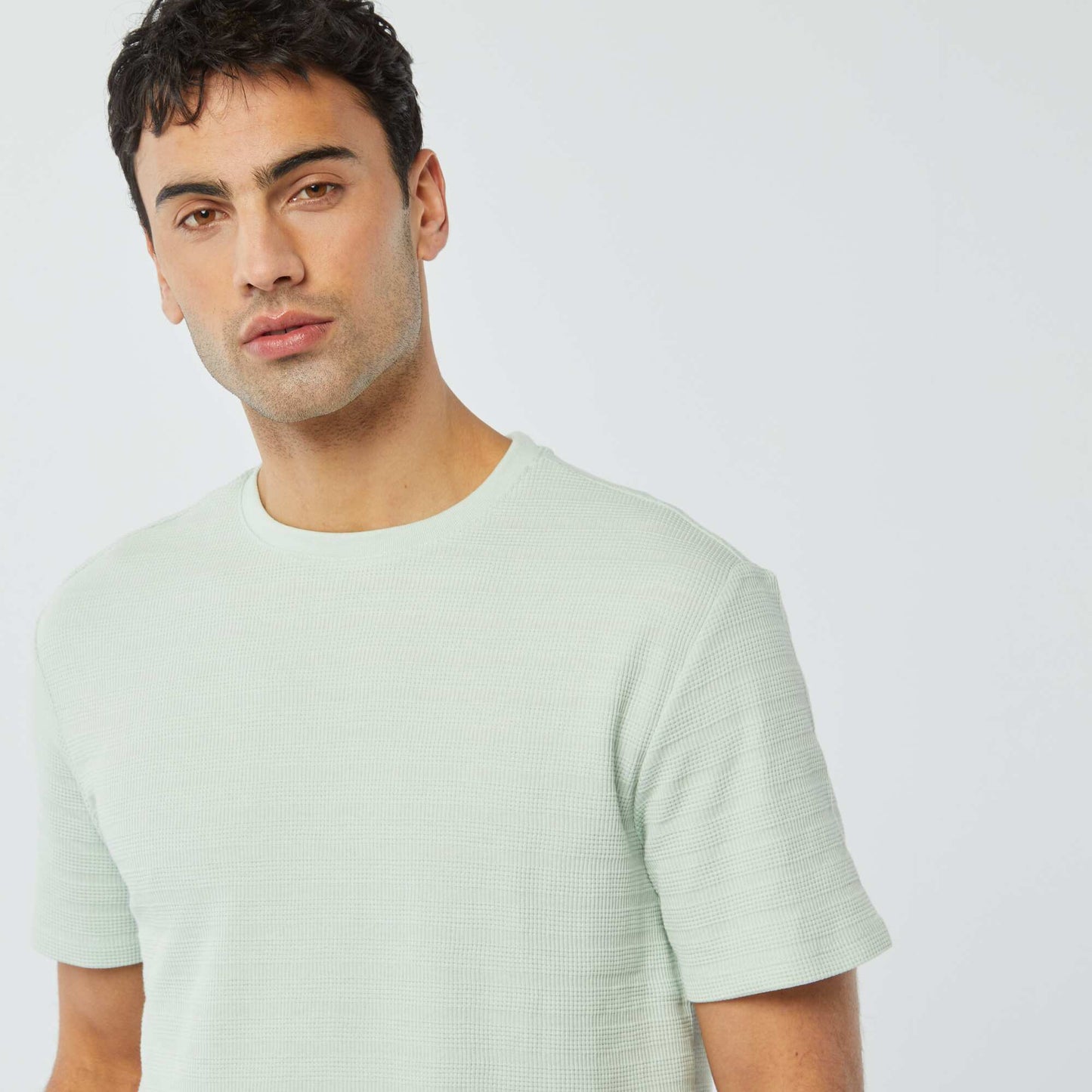 Tee-shirt en maille jacquard graphique BLEU CLAIR