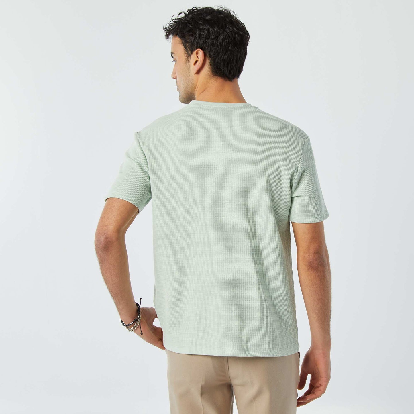 Tee-shirt en maille jacquard graphique BLEU CLAIR