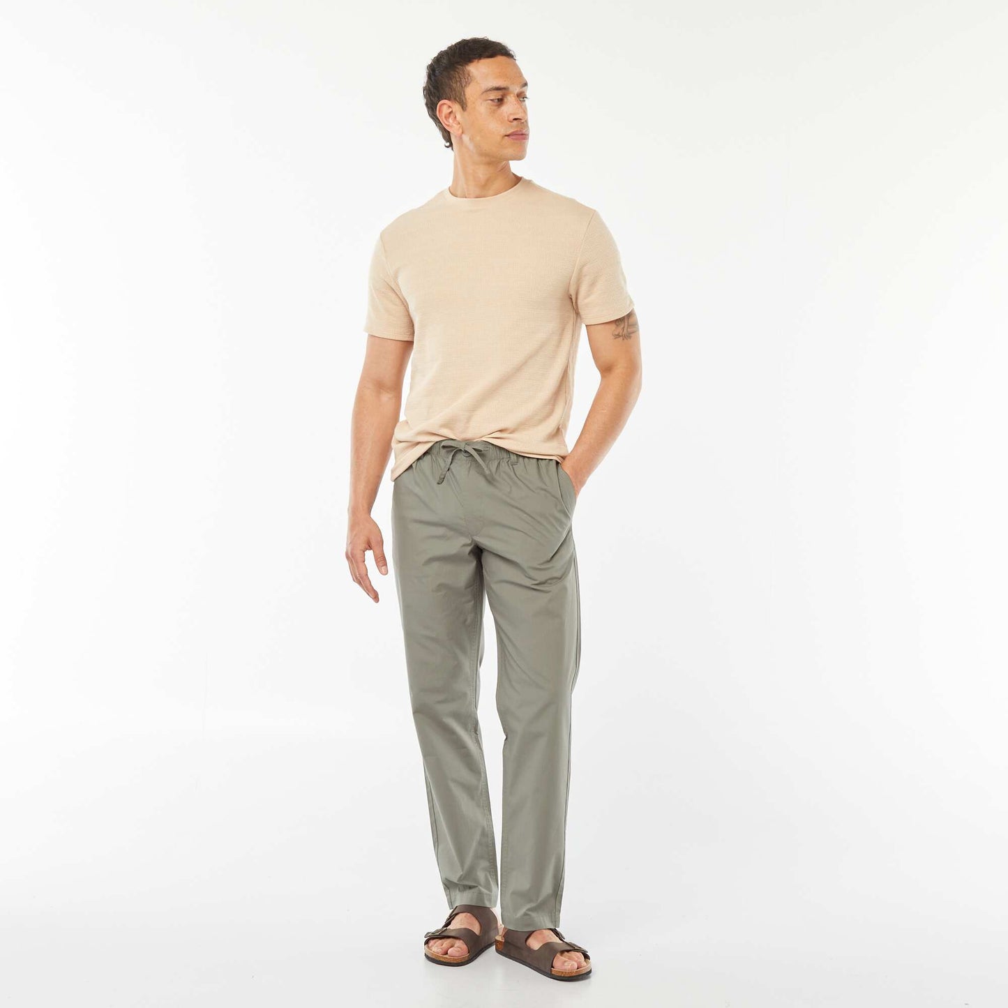 Tee-shirt en maille jacquard graphique BEIGE