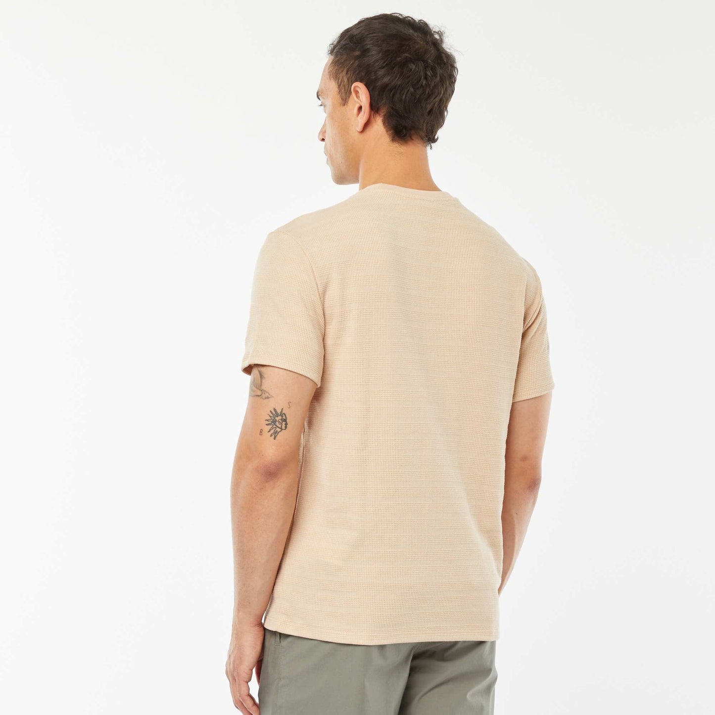 Tee-shirt en maille jacquard graphique BEIGE