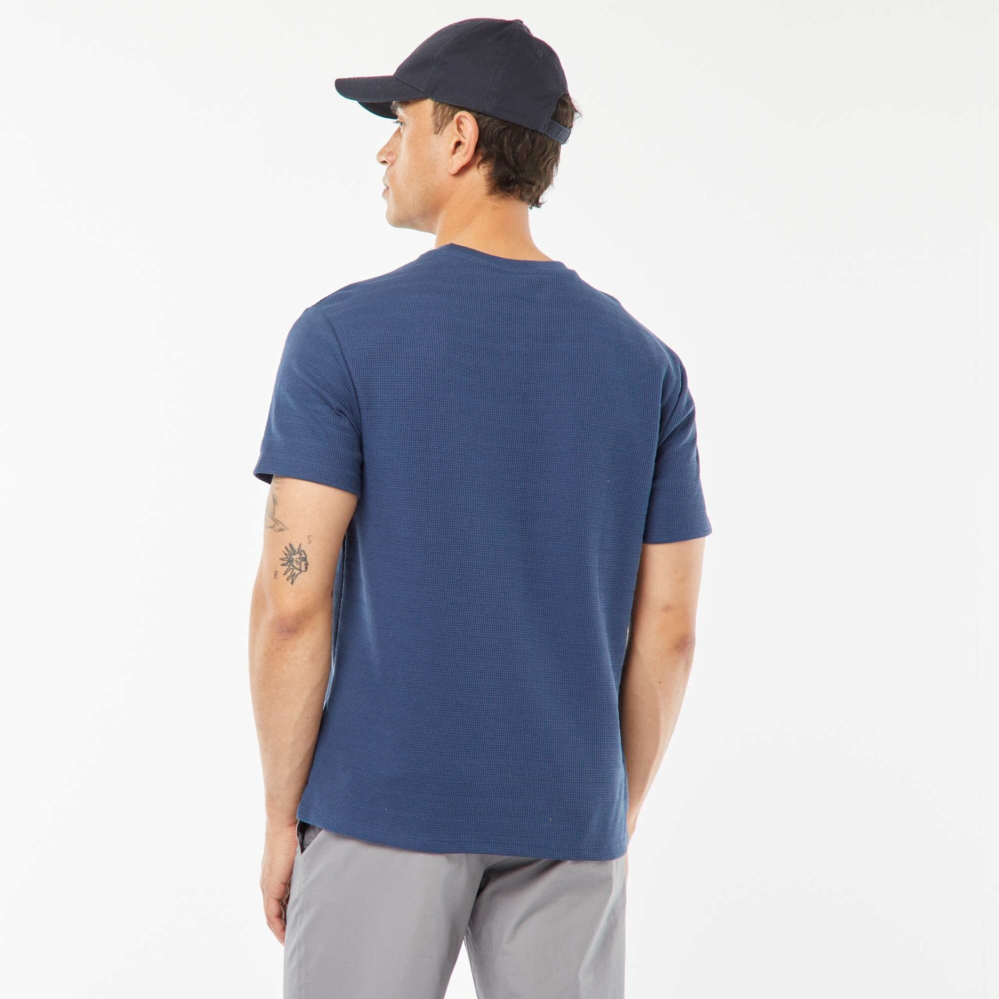 Tee-shirt en maille jacquard graphique BLEU
