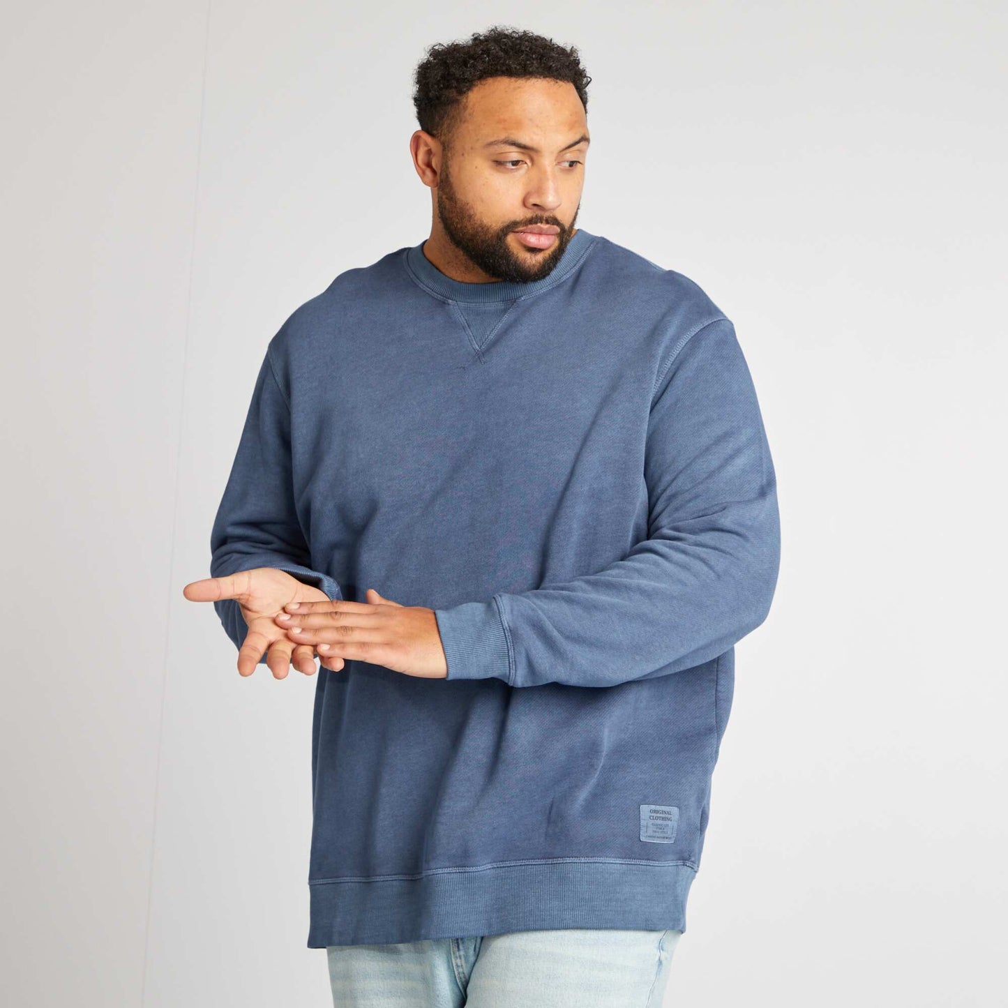 Sweat uni léger Bleu