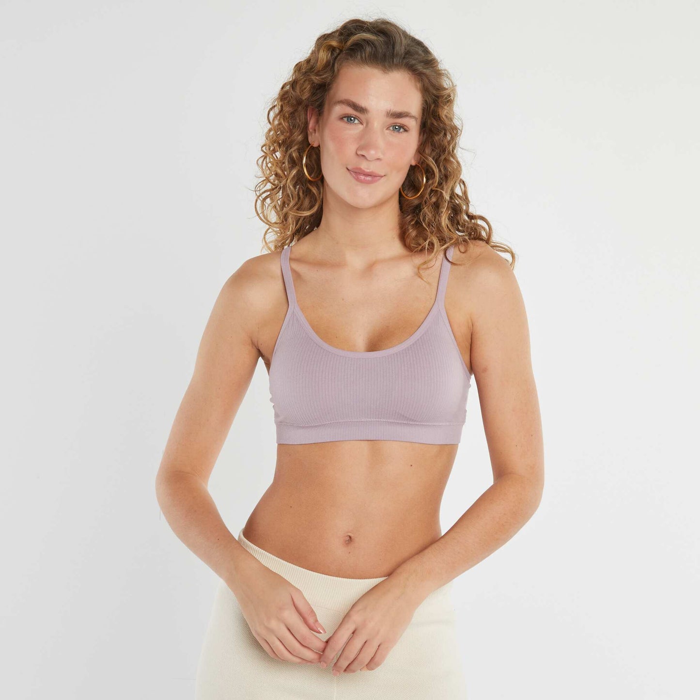 Lot de 2 brassières côtelés NOIR/VIOLET