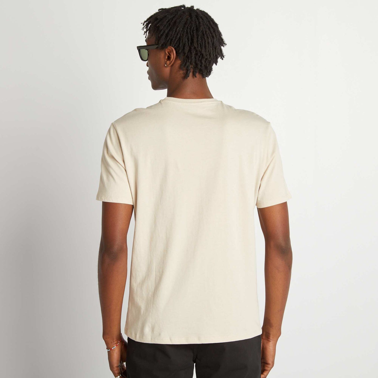 T-shirt à col rond imprimé BEIGE