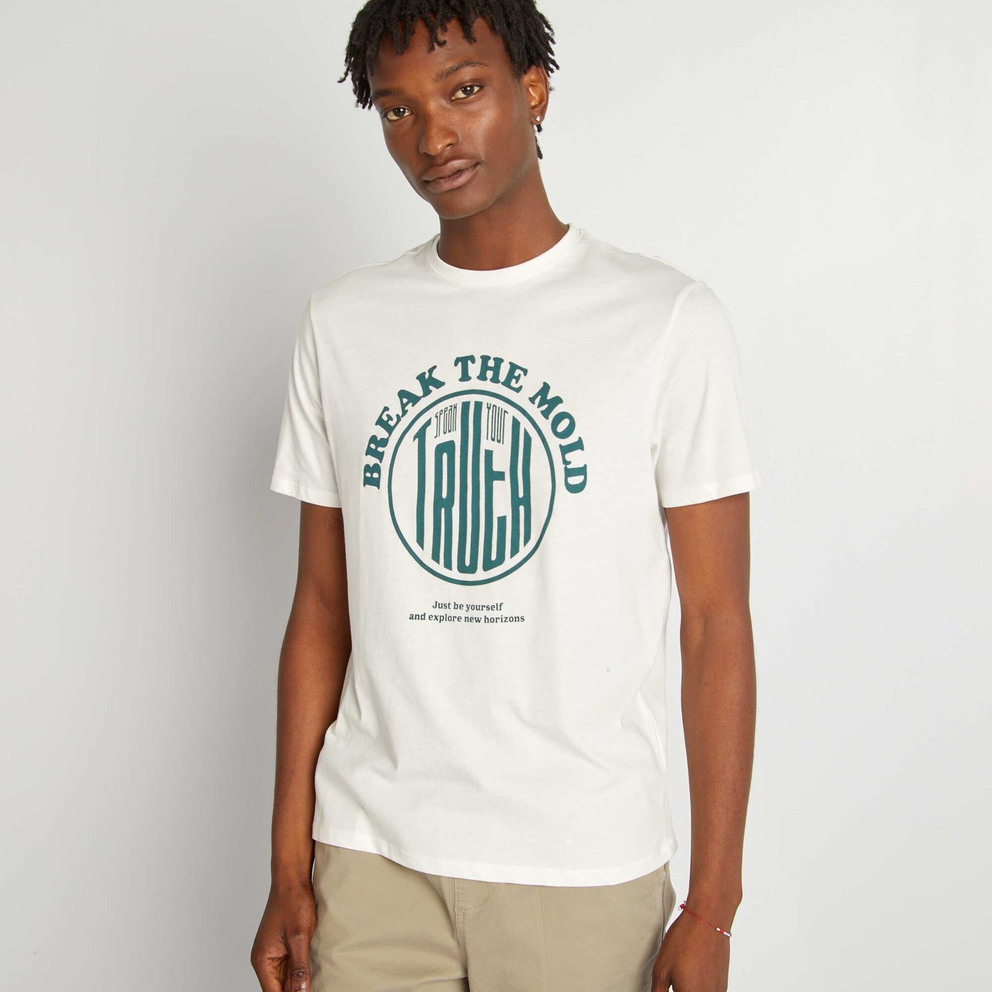 T-shirt à col rond imprimé BLANC