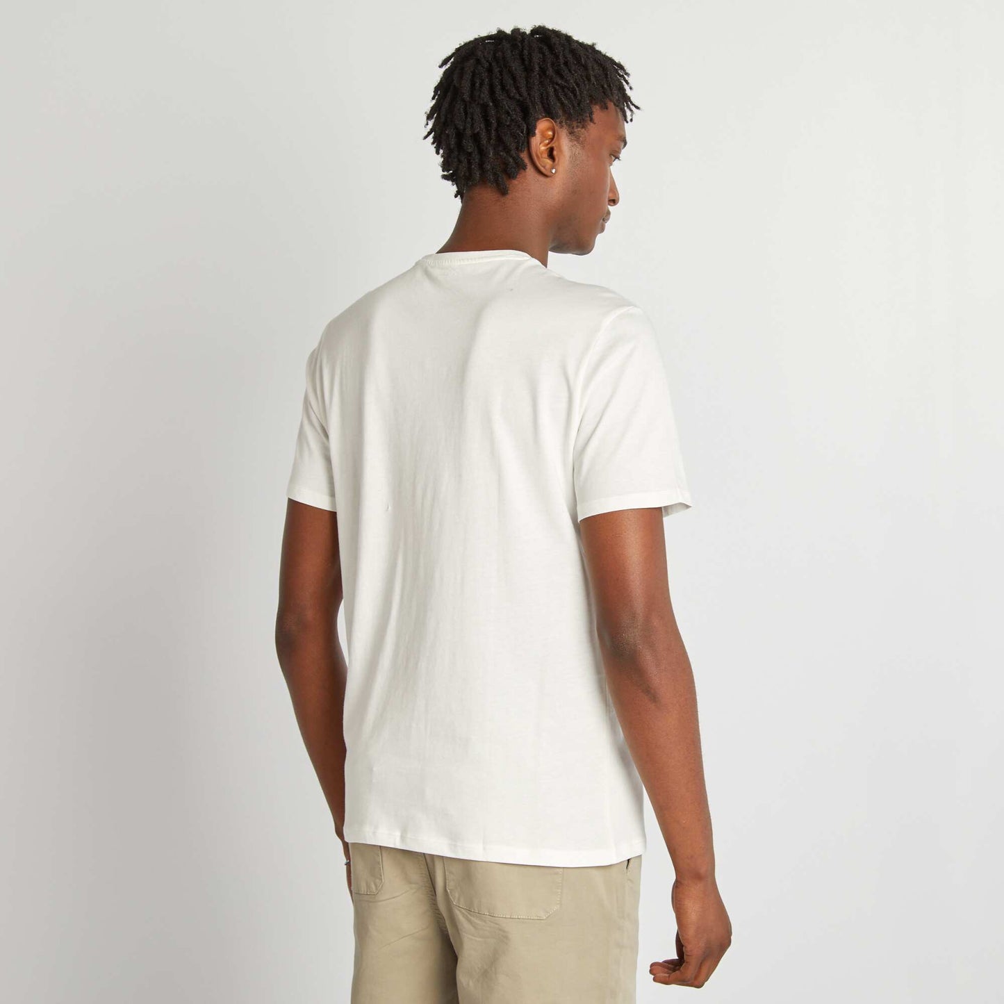 T-shirt à col rond imprimé BLANC
