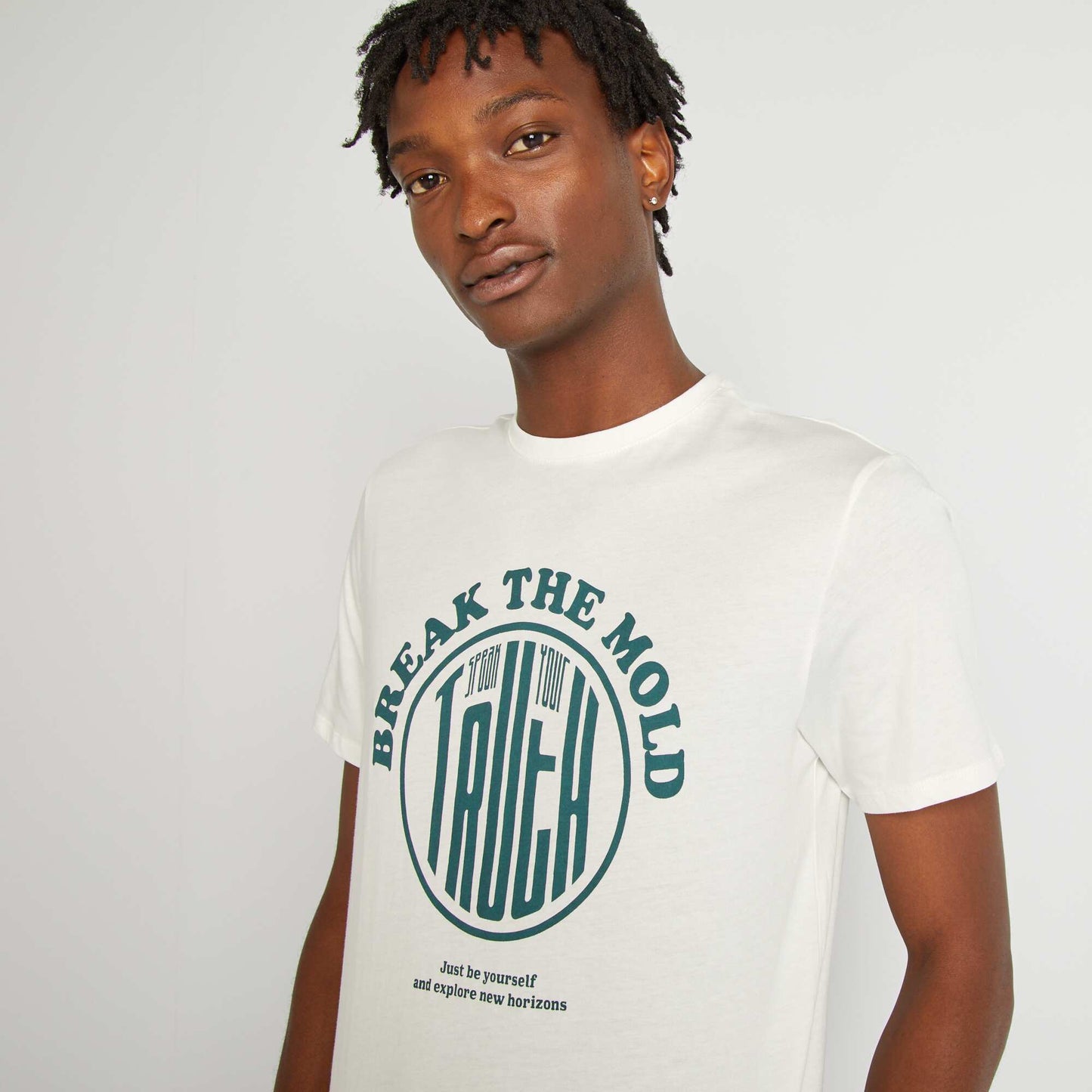 T-shirt à col rond imprimé BLANC