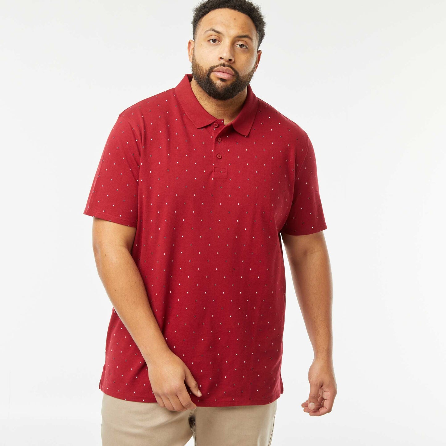 Polo à motifs en maille piquée ROUGE