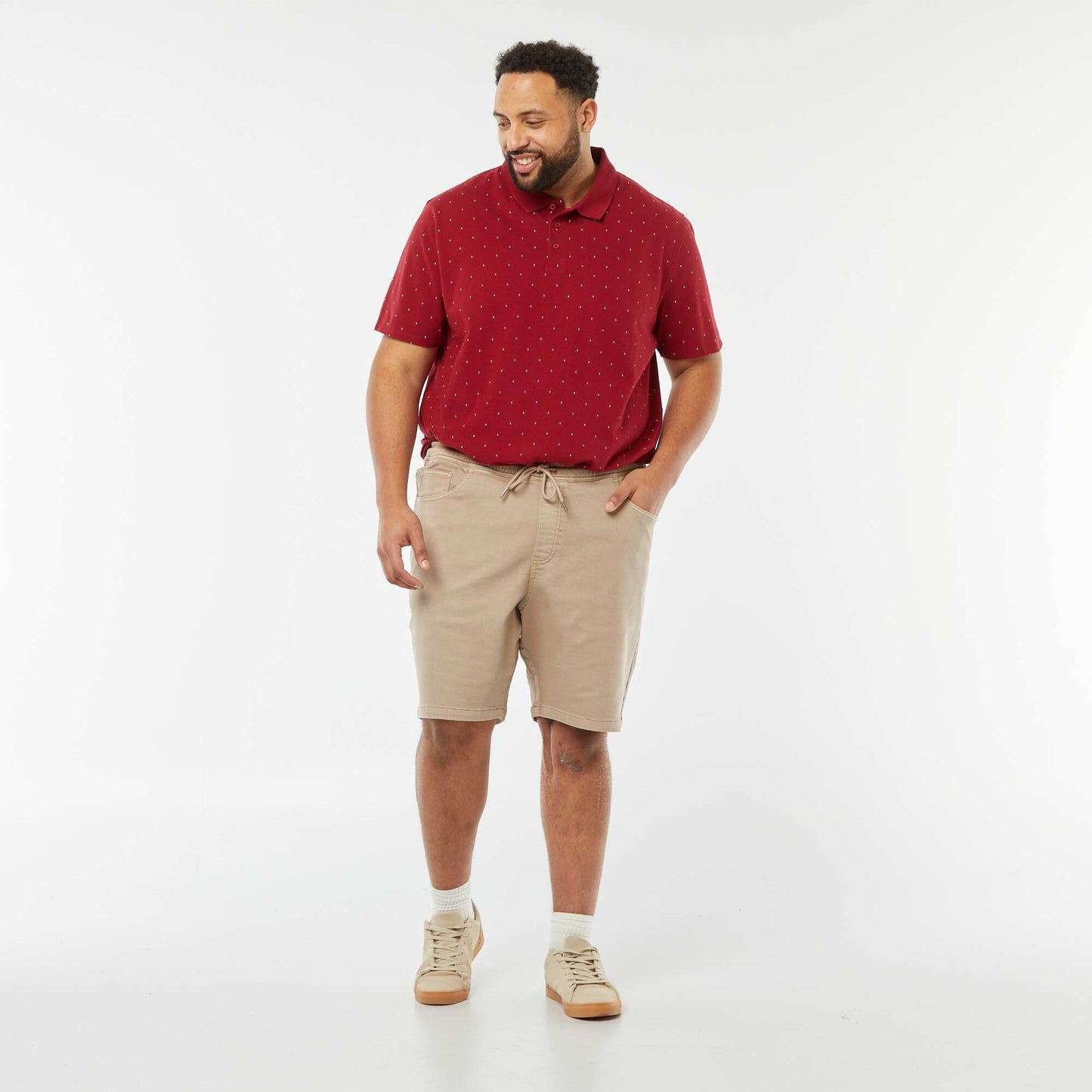 Polo à motifs en maille piquée ROUGE