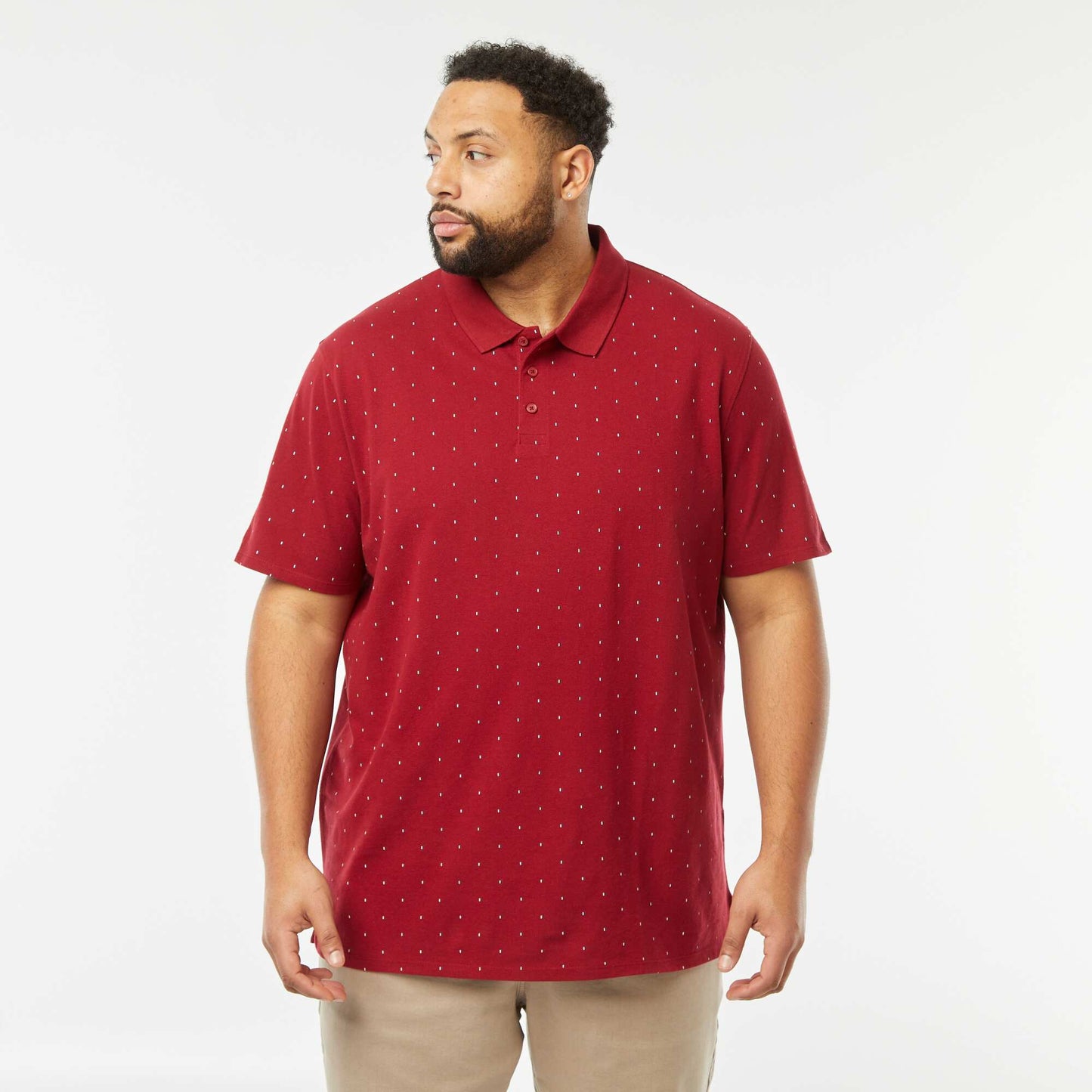 Polo à motifs en maille piquée ROUGE