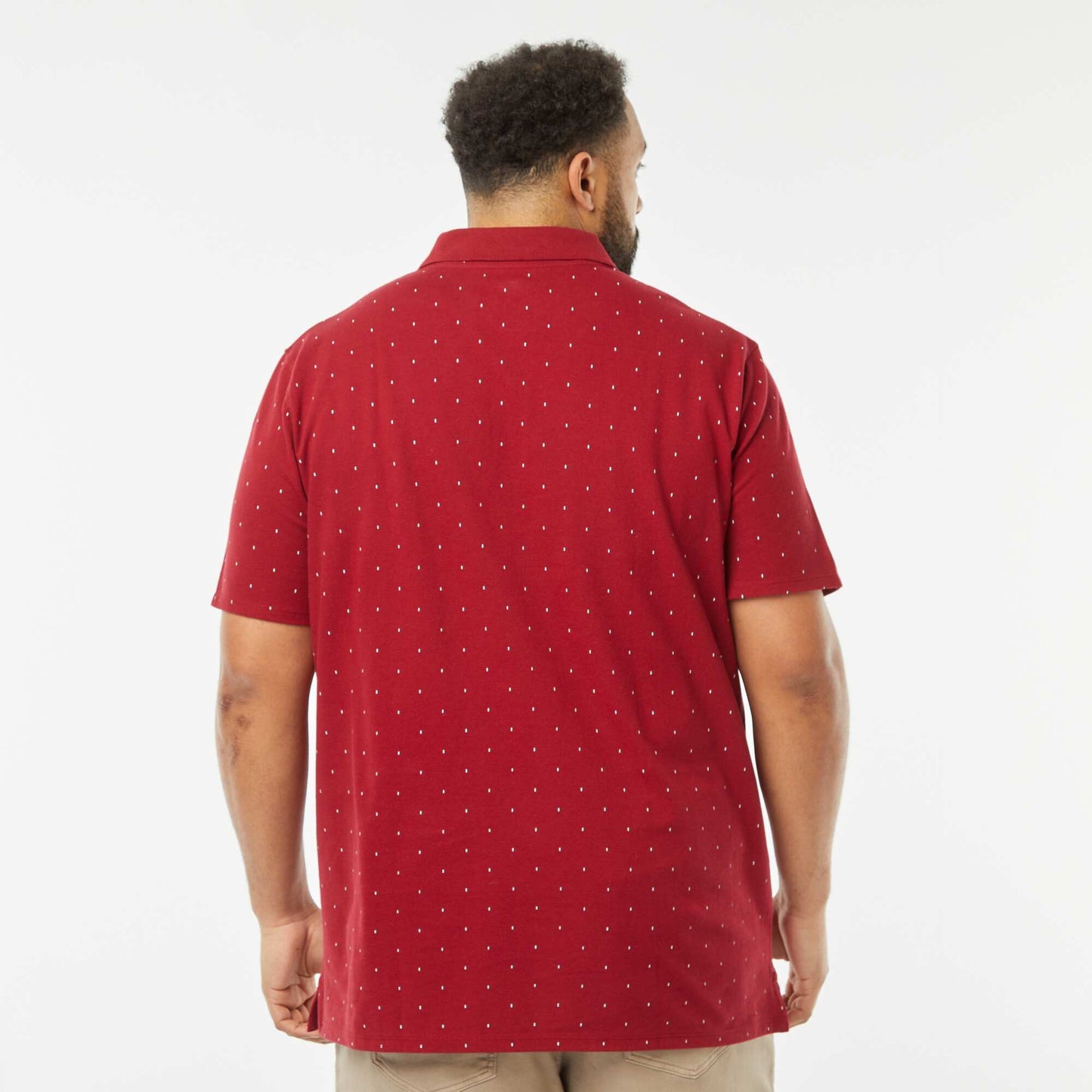 Polo à motifs en maille piquée ROUGE