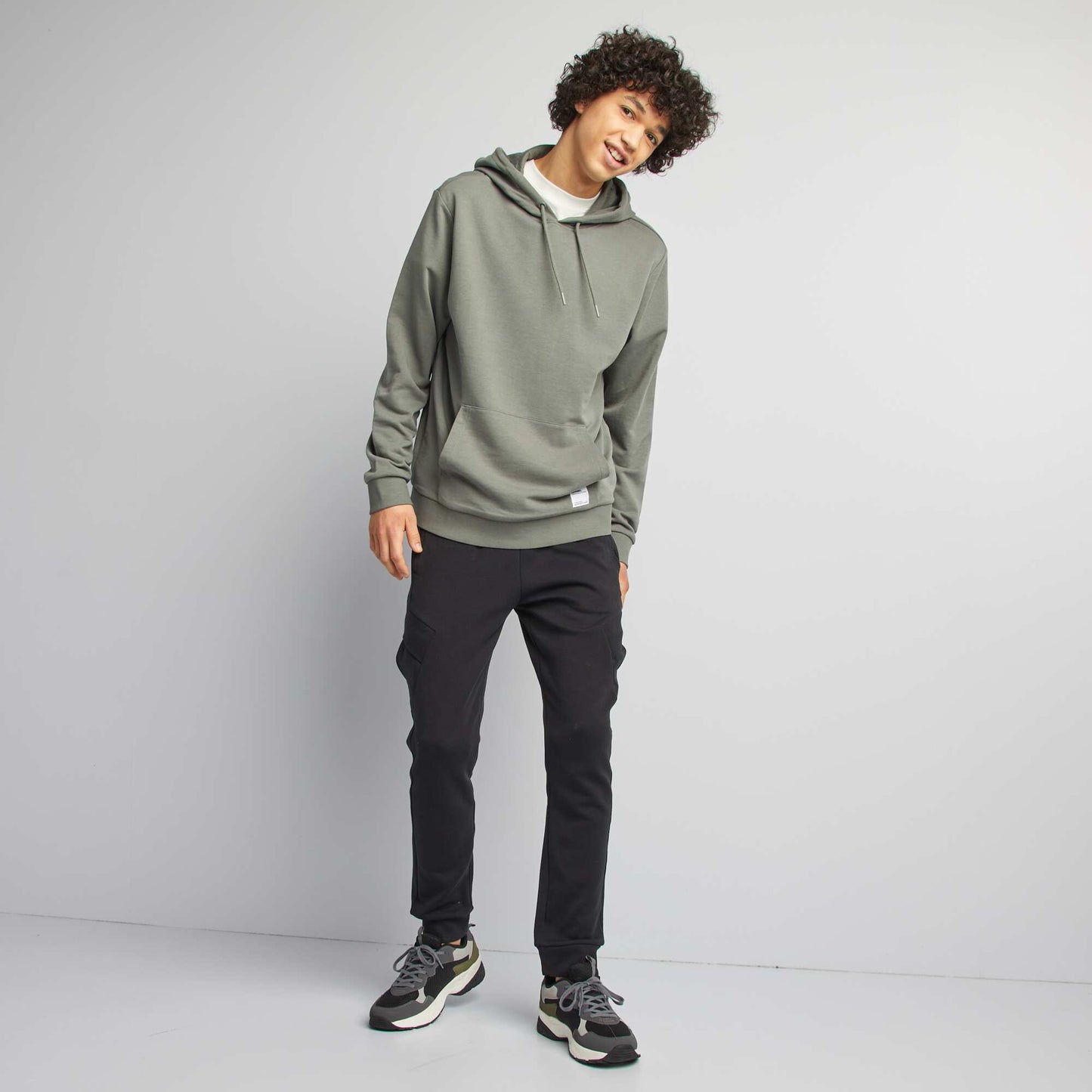 Sweat à capuche en molleton léger uni VERT