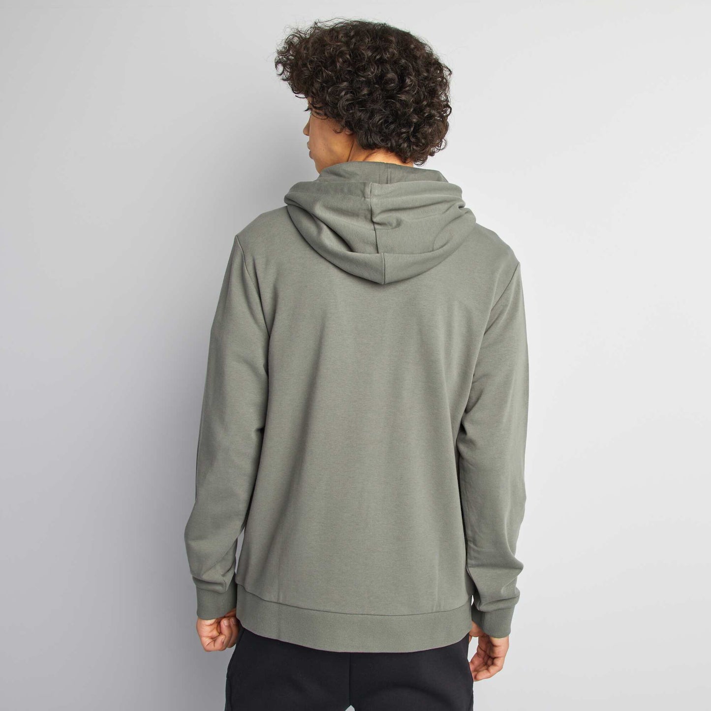 Sweat à capuche en molleton léger uni VERT