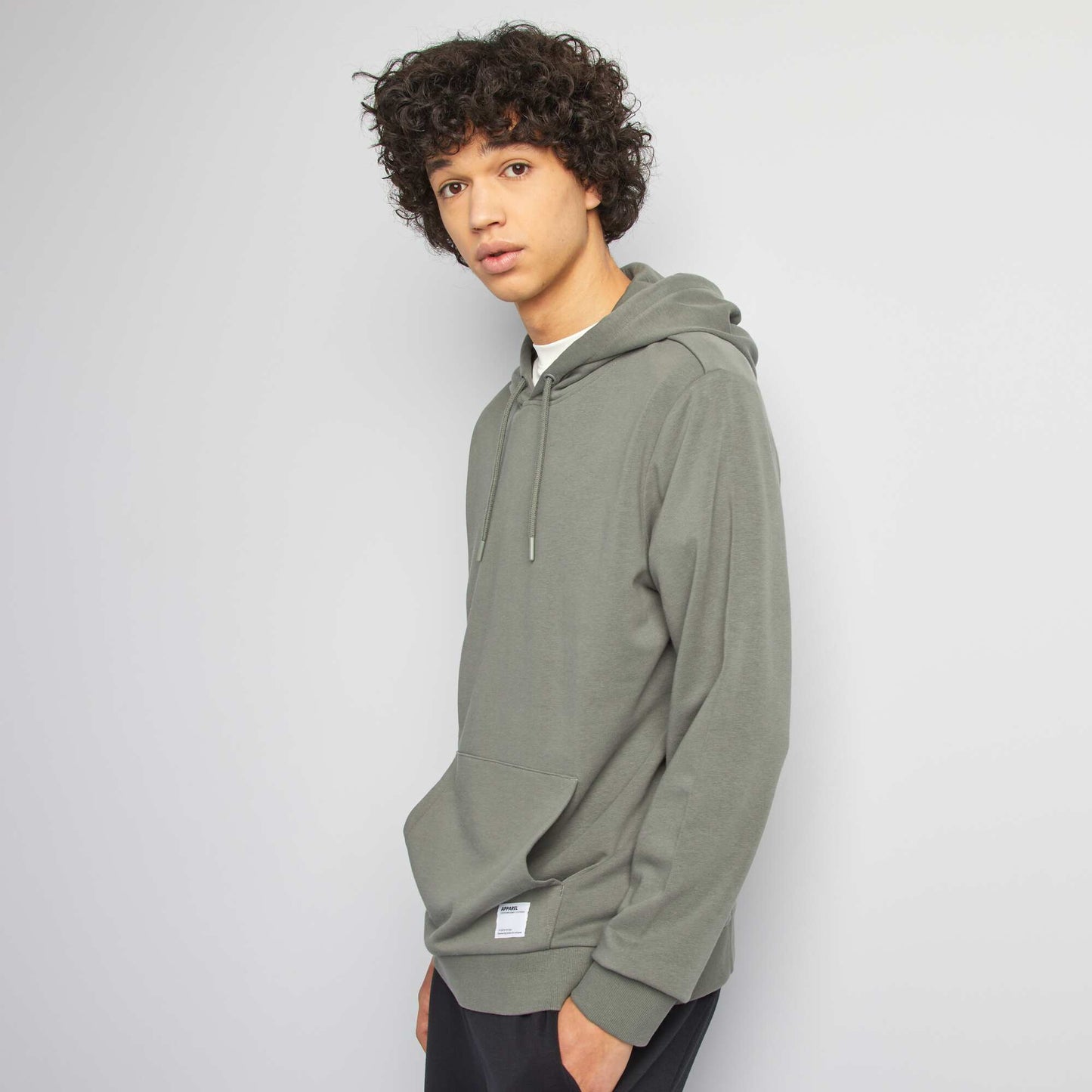 Sweat à capuche en molleton léger uni VERT