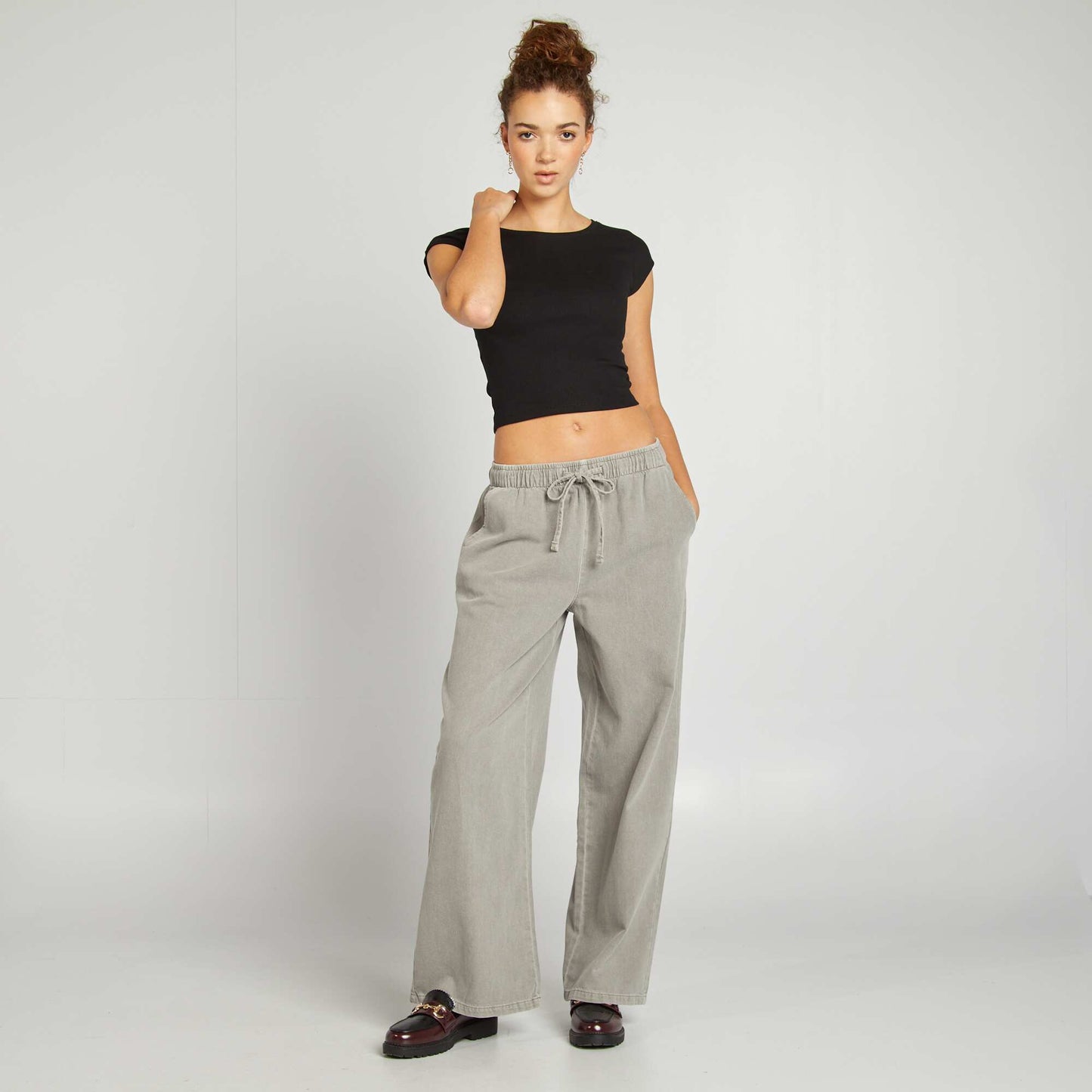 T-shirt crop top manches courtes NOIR