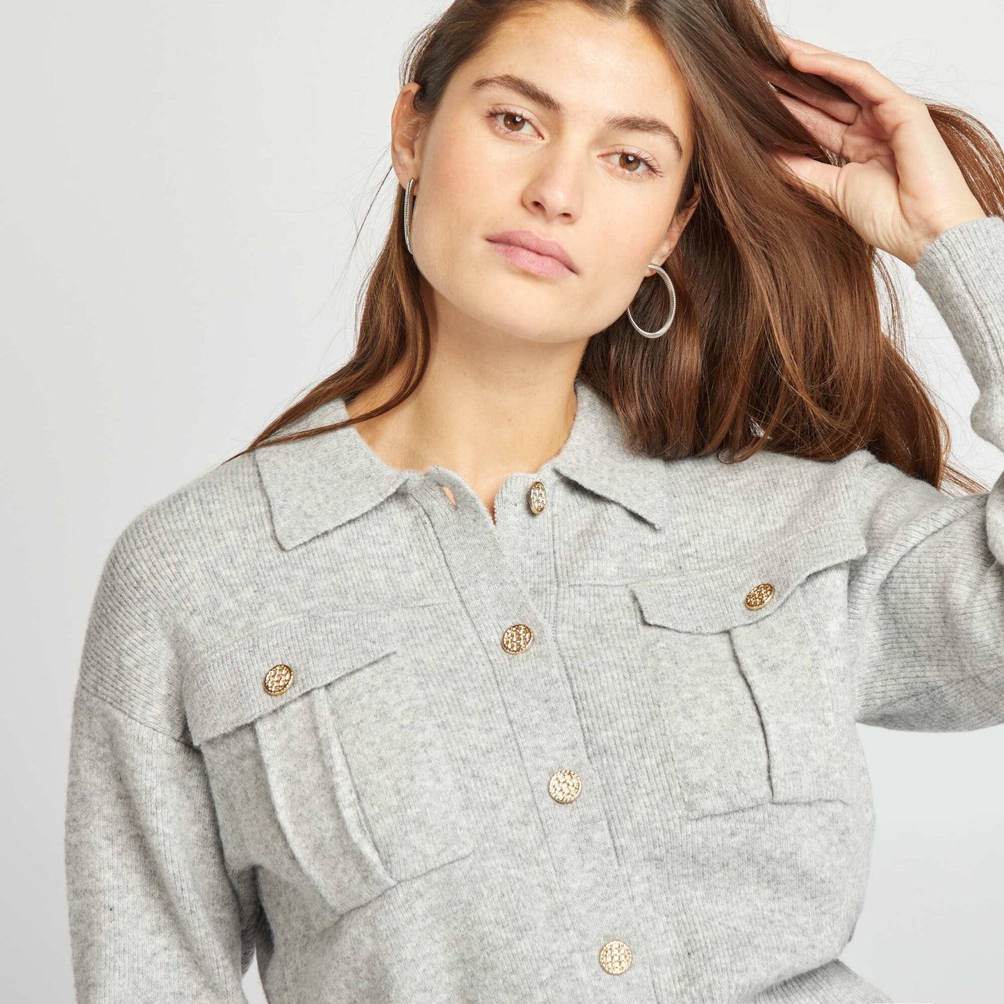 Gilet avec boutons fantaisies Gris