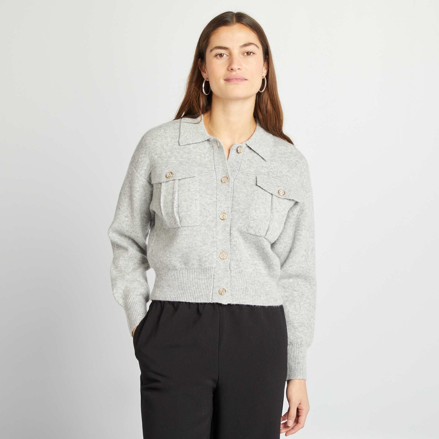 Gilet avec boutons fantaisies Gris