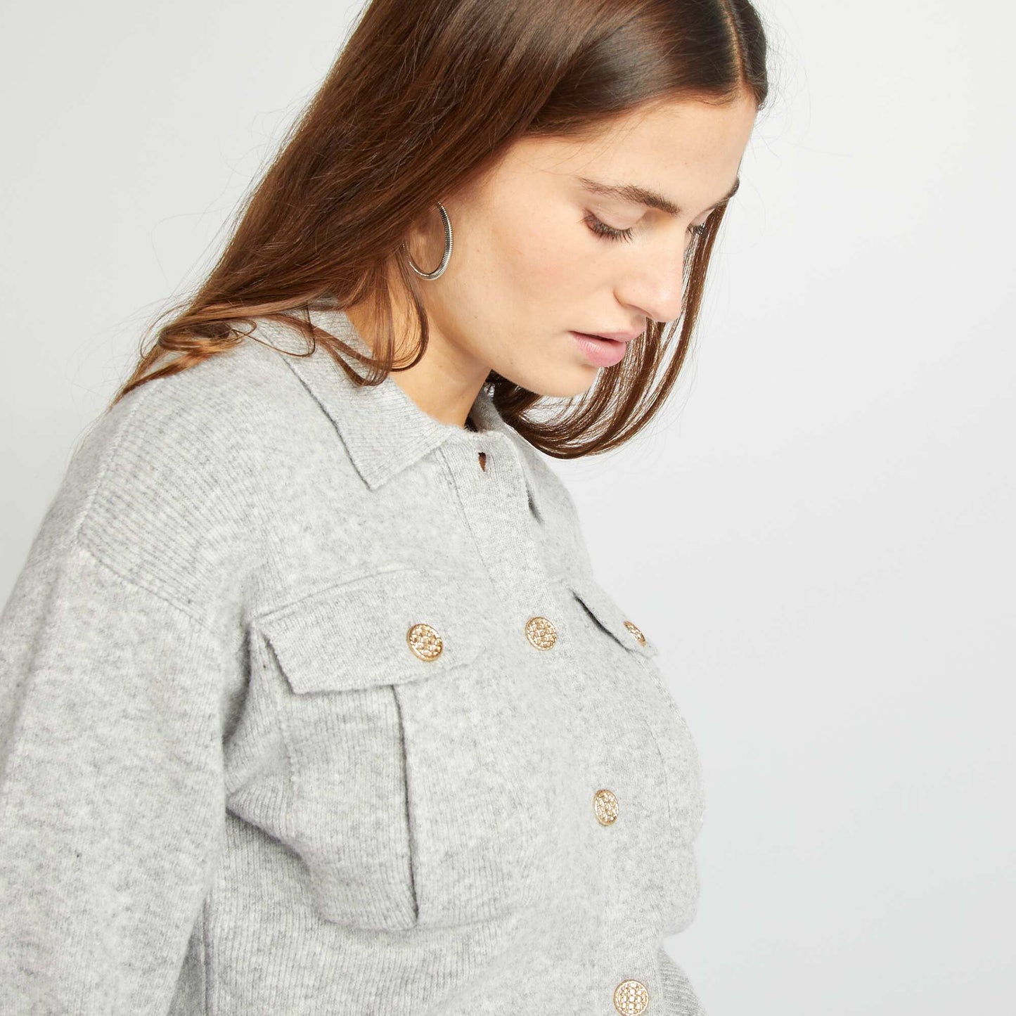 Gilet avec boutons fantaisies Gris